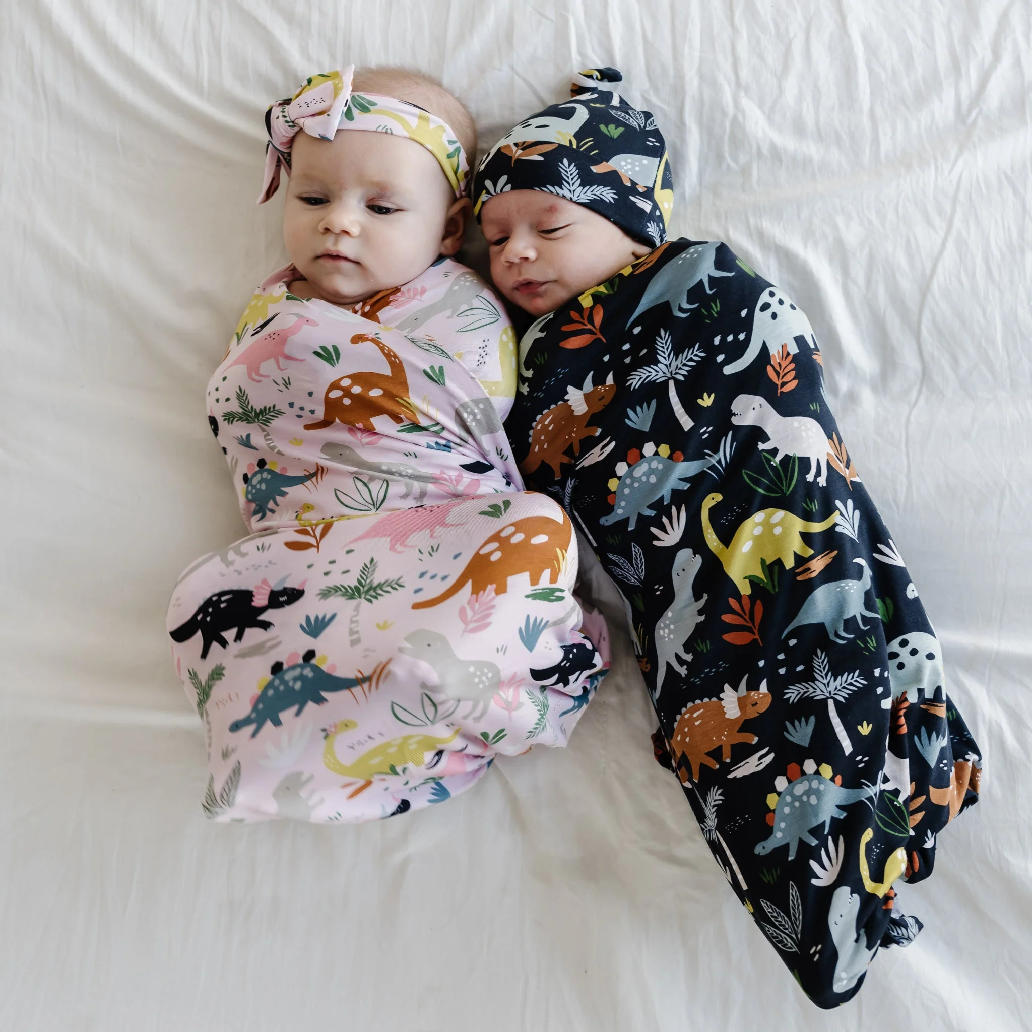 Navy Jurassic Jungle Swaddle + Hat Set - Image 3
