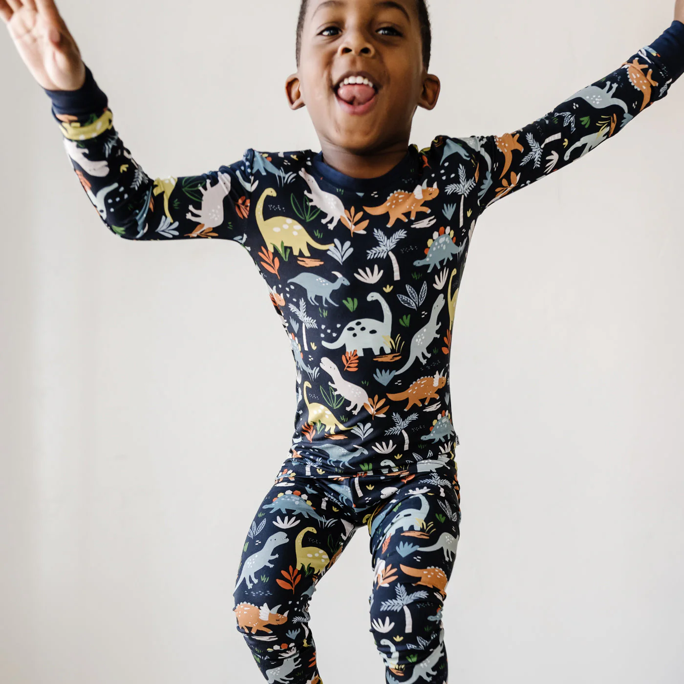 Navy Jurassic Jungle Two-Piece Pajama Set - Image 3