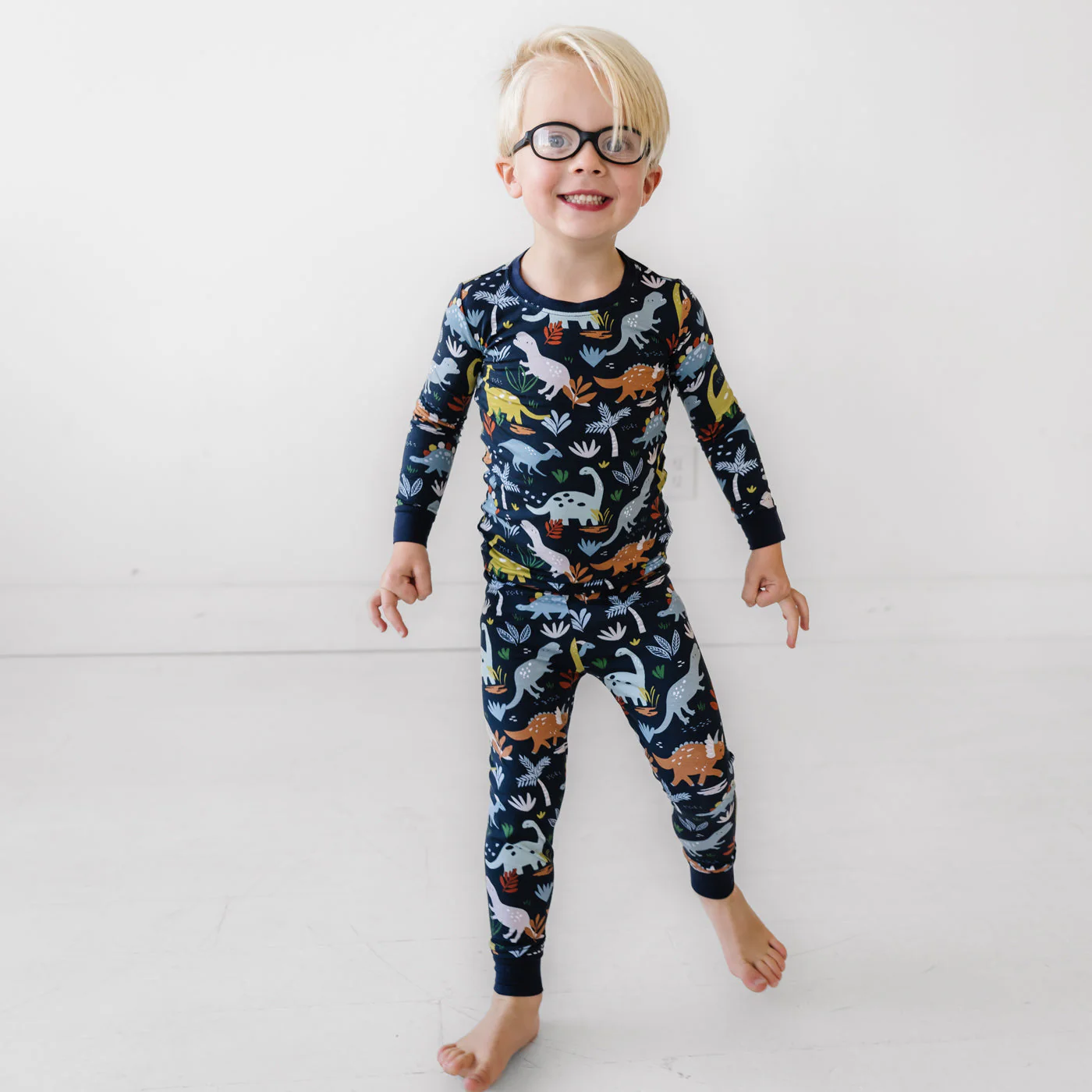Navy Jurassic Jungle Two-Piece Pajama Set - Image 4