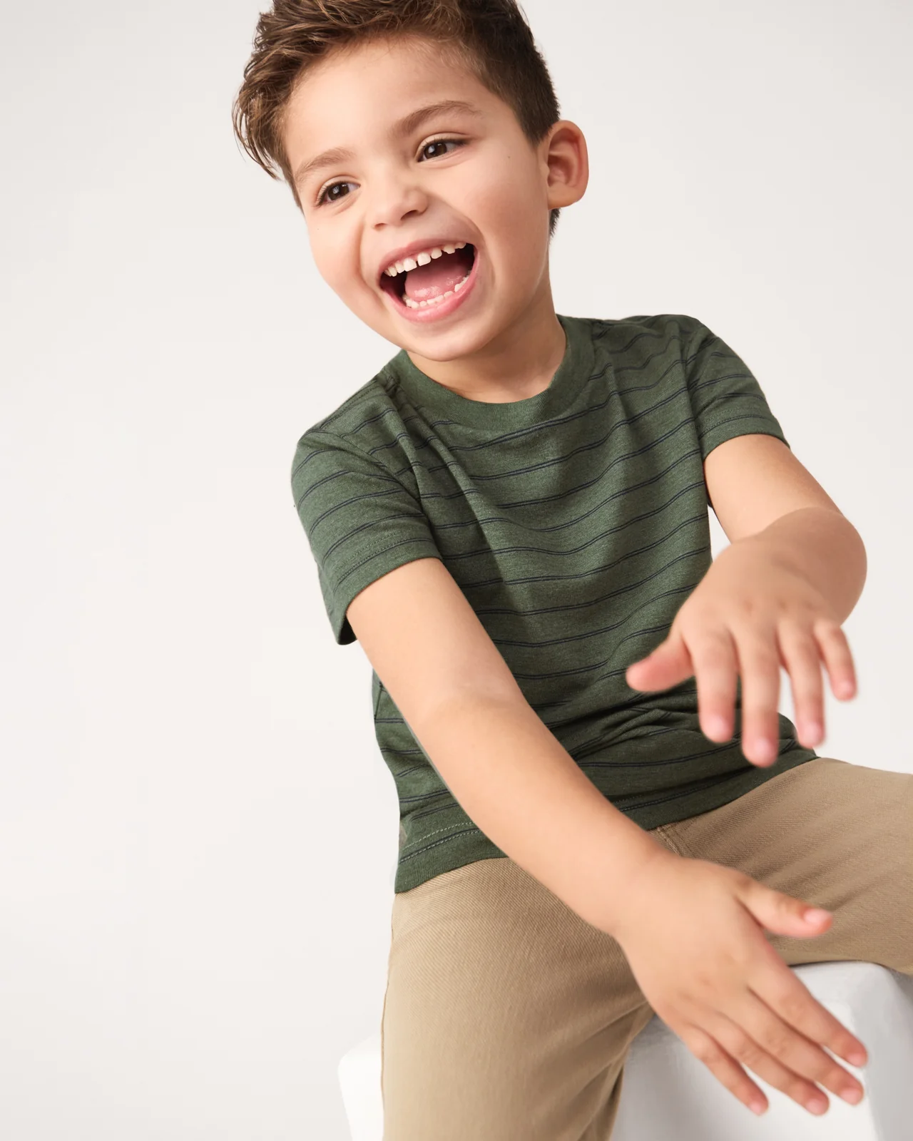 Olive Stripes Short Sleeve Relaxed Tee - Image 4