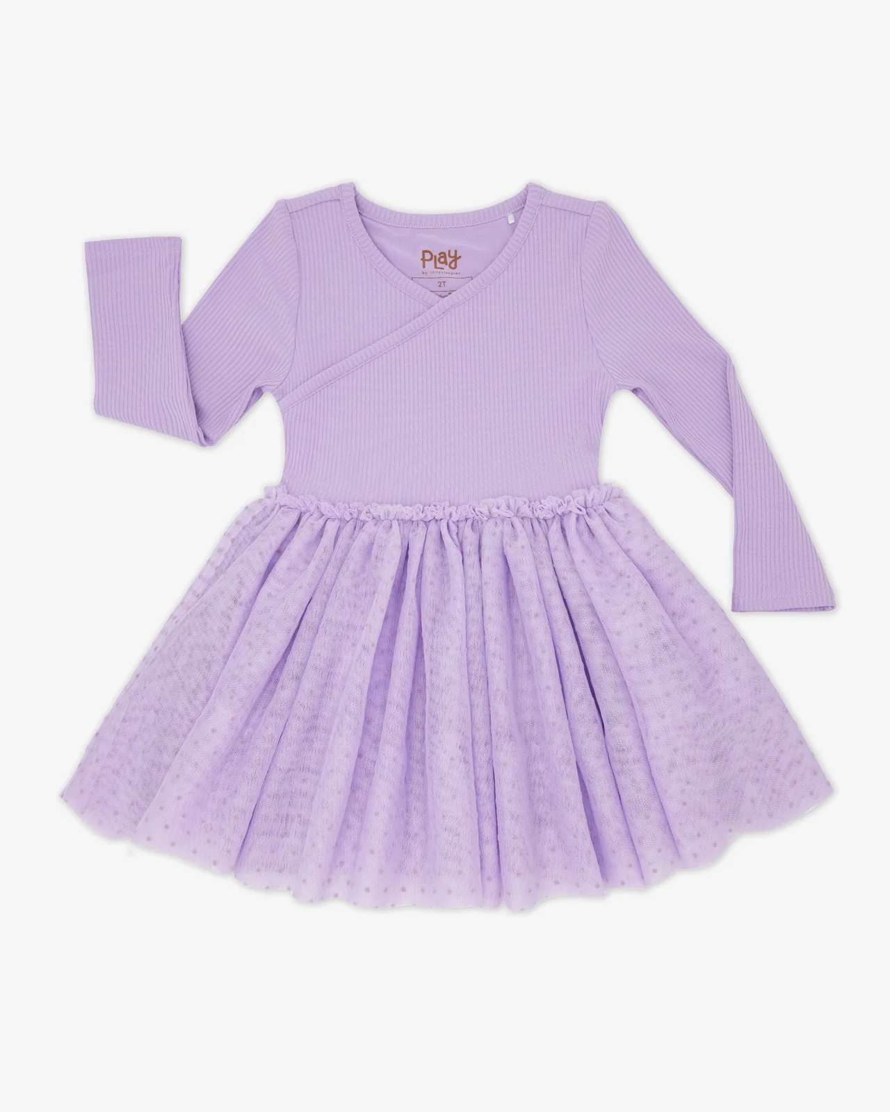 Powder Lilac Ribbed Layered Tulle Dress - Image 6
