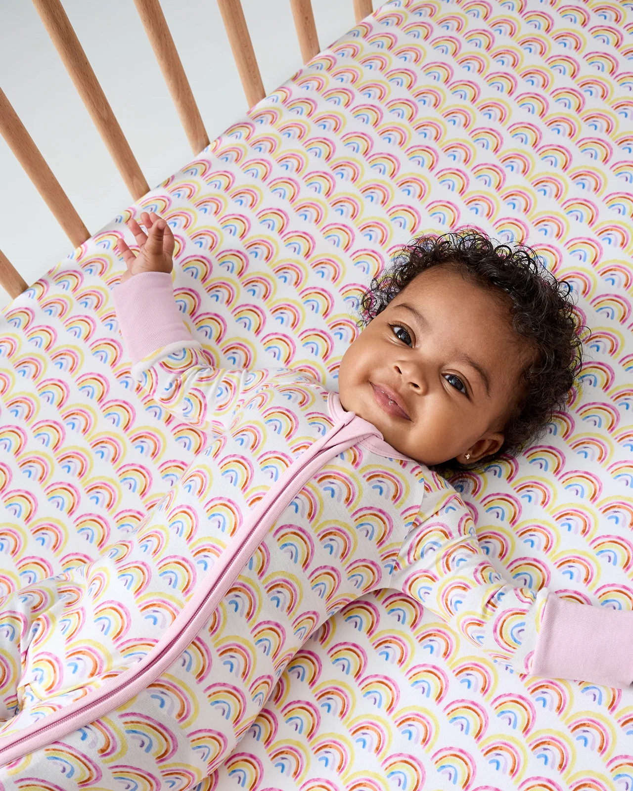 Pastel Rainbows Fitted Crib Sheet - Image 3