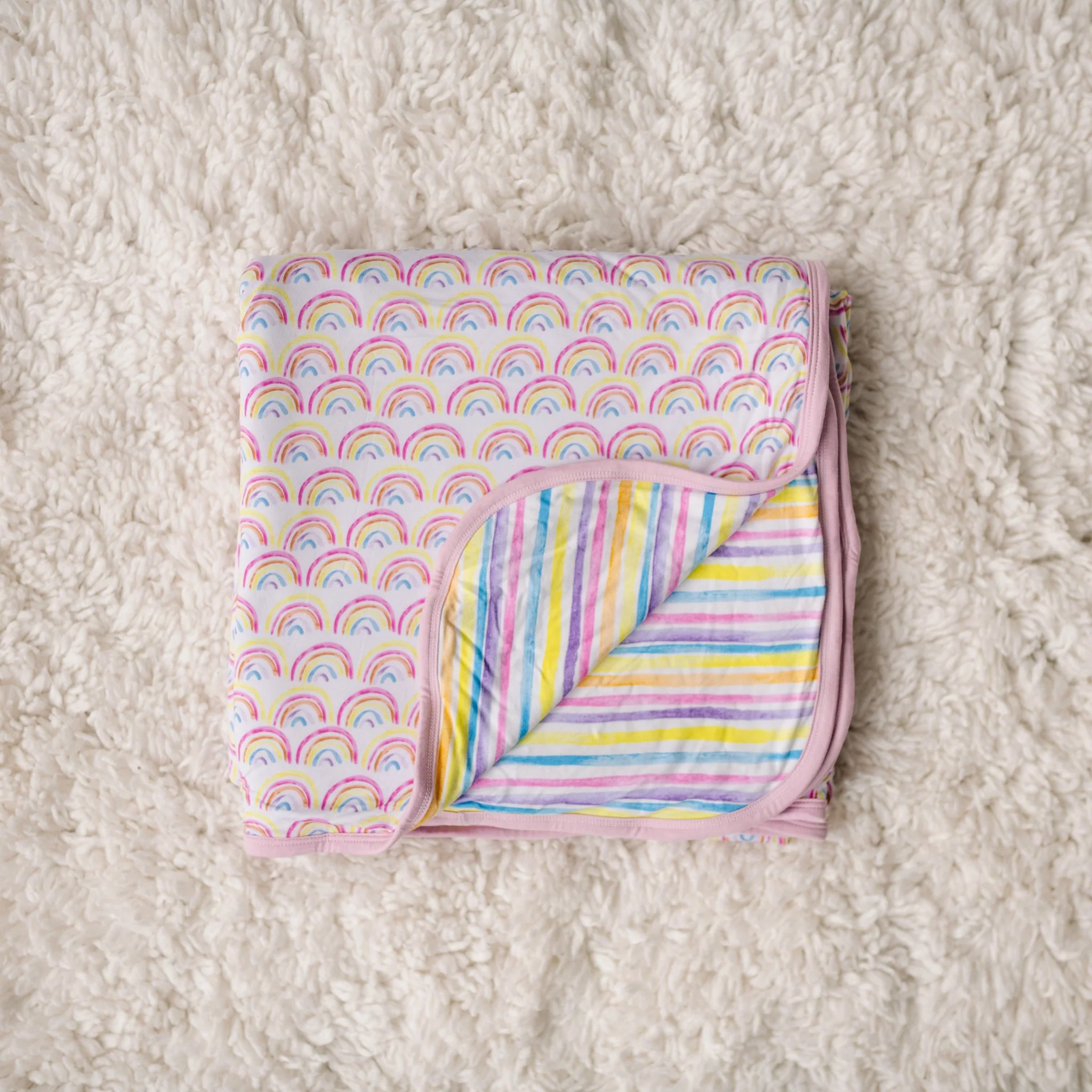 Pastel Rainbows & Sunrise Stripes Large Cloud Blanket® - Image 4