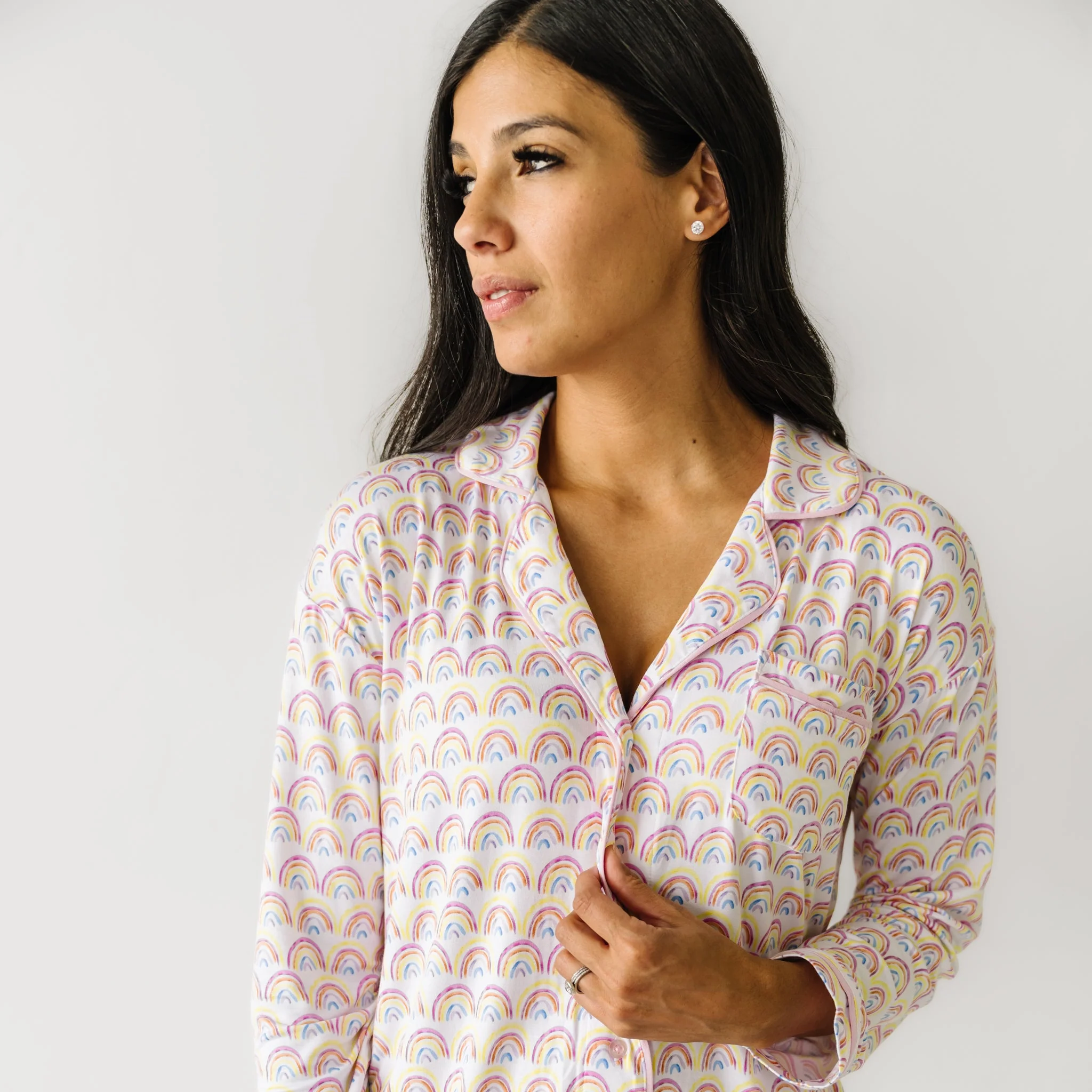Pastel Rainbows Women's Long Sleeve Sleep Shirt - Image 5