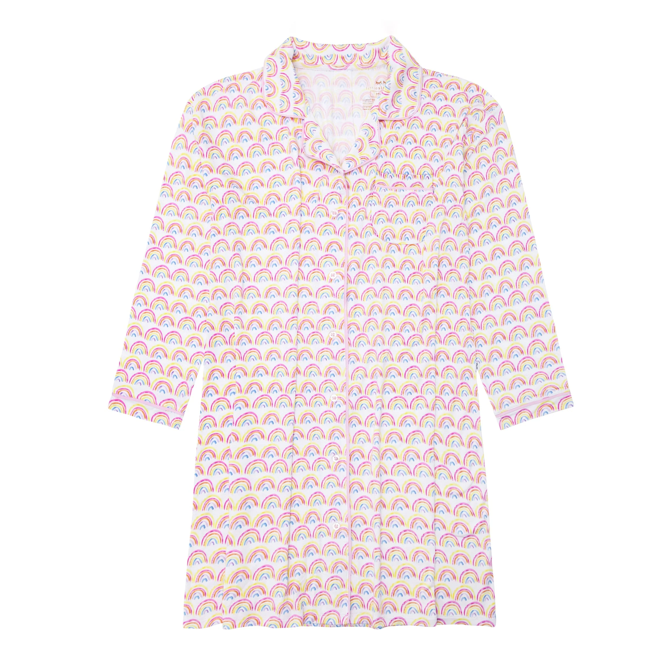 Pastel Rainbows Women's Long Sleeve Sleep Shirt - Image 7