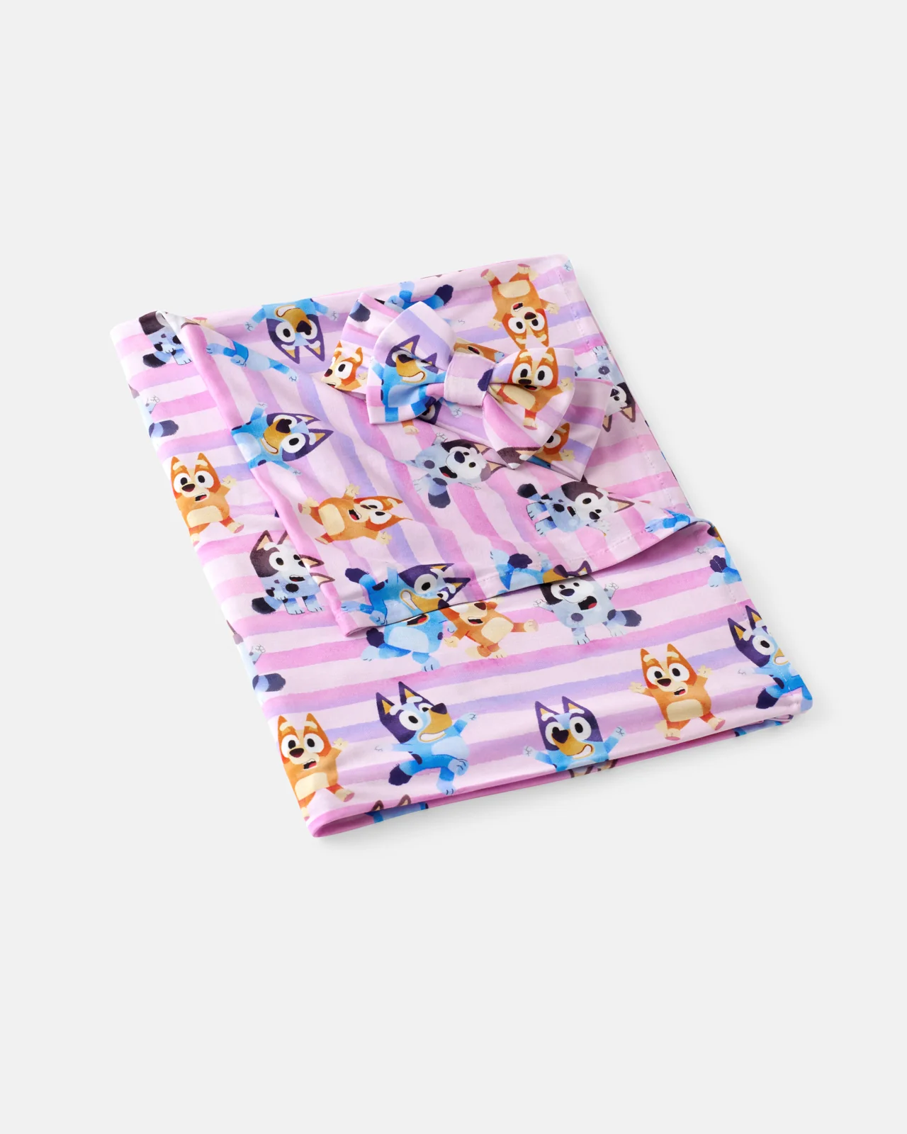 Pink Bluey Dance All Day Swaddle & Luxe Bow Headband Set - Image 3