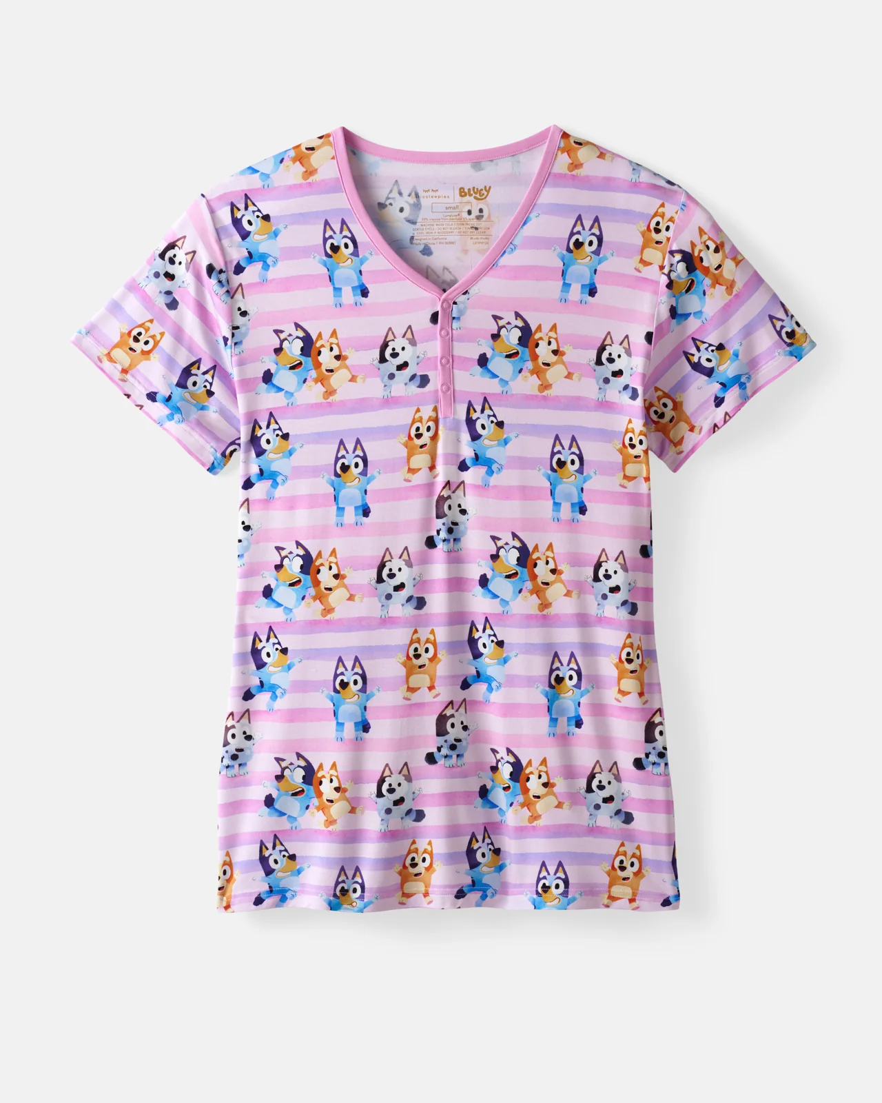 Pink Bluey Dance All Day Women's Short Sleeve Pajama Top - Image 5