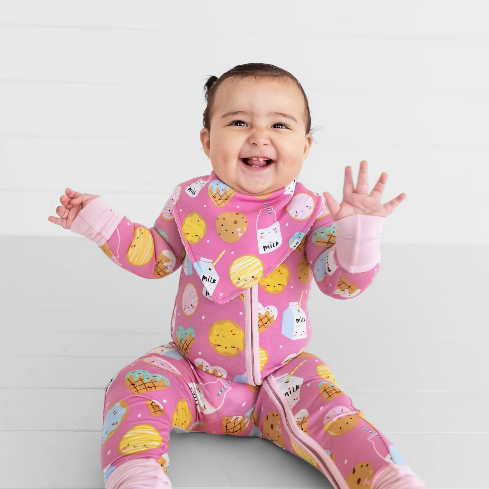 Pink Cookies & Milk Bandana Bib - Image 2