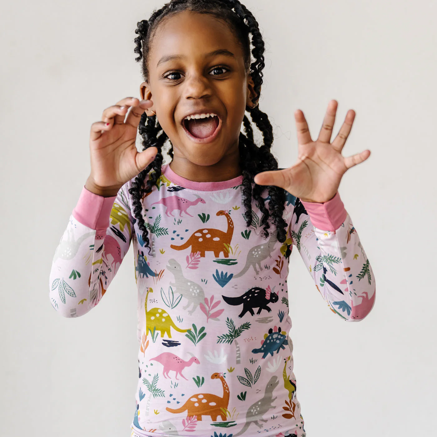 Pink Jurassic Jungle Two-Piece Pajama Set - Image 4