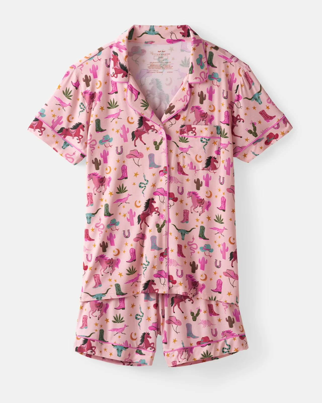 Pink Rancher Roundup Women's Short Sleeve & Shorts Pajama Set - Image 6