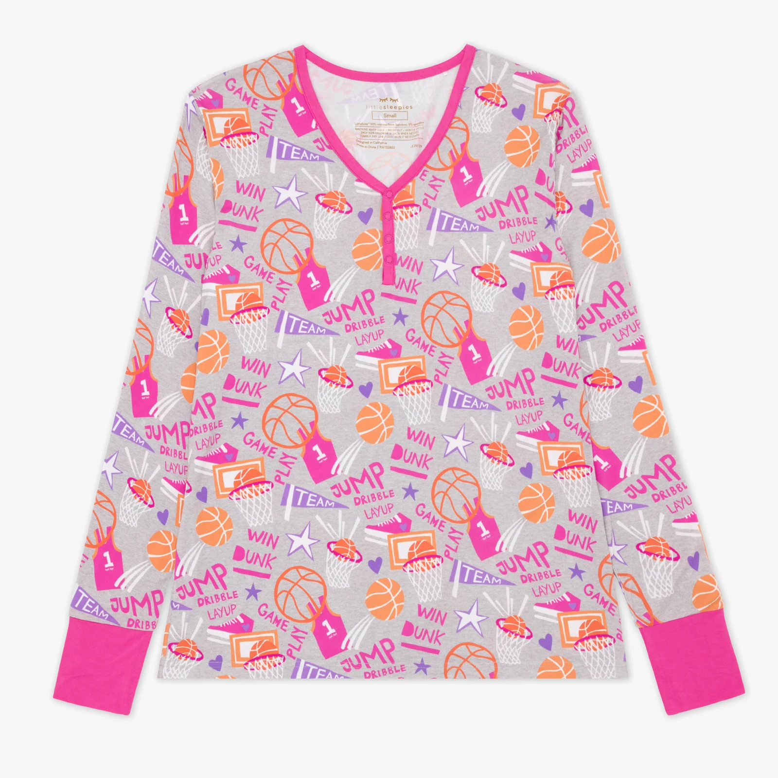 Pink Slam Dunk Women's Long Sleeve Pajama Top - Image 5
