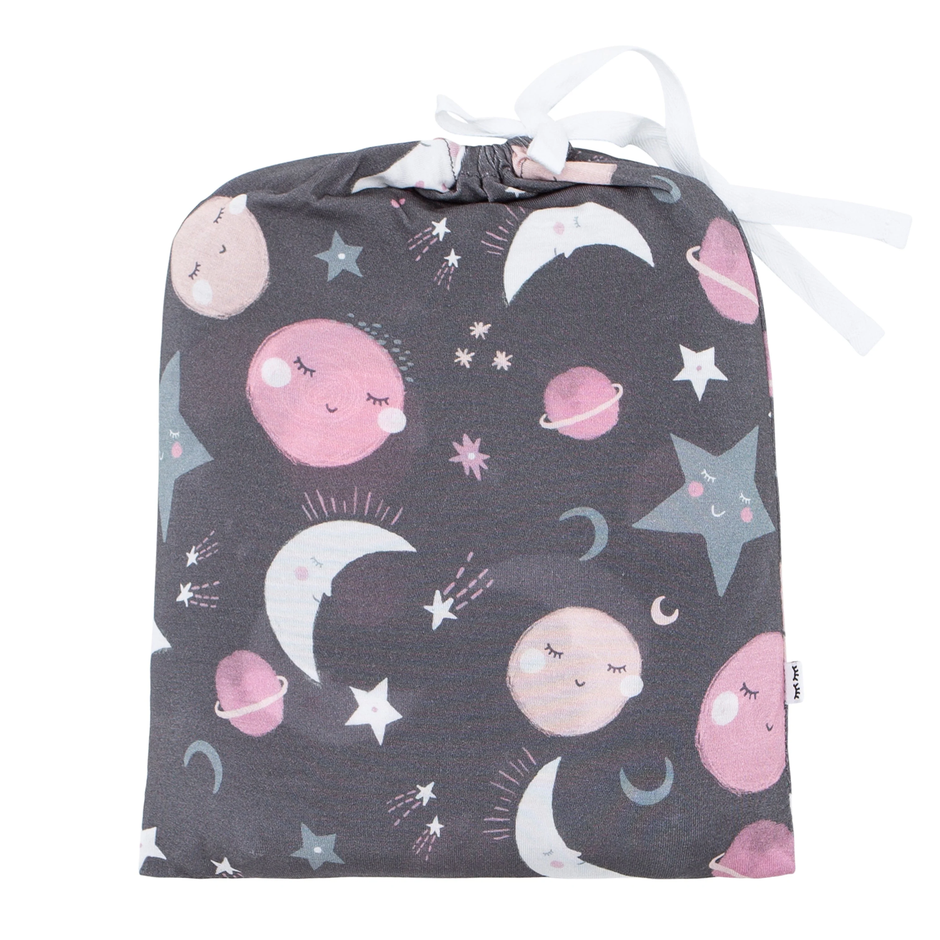 Pink To the Moon & Back Fitted Crib Sheet - Image 3