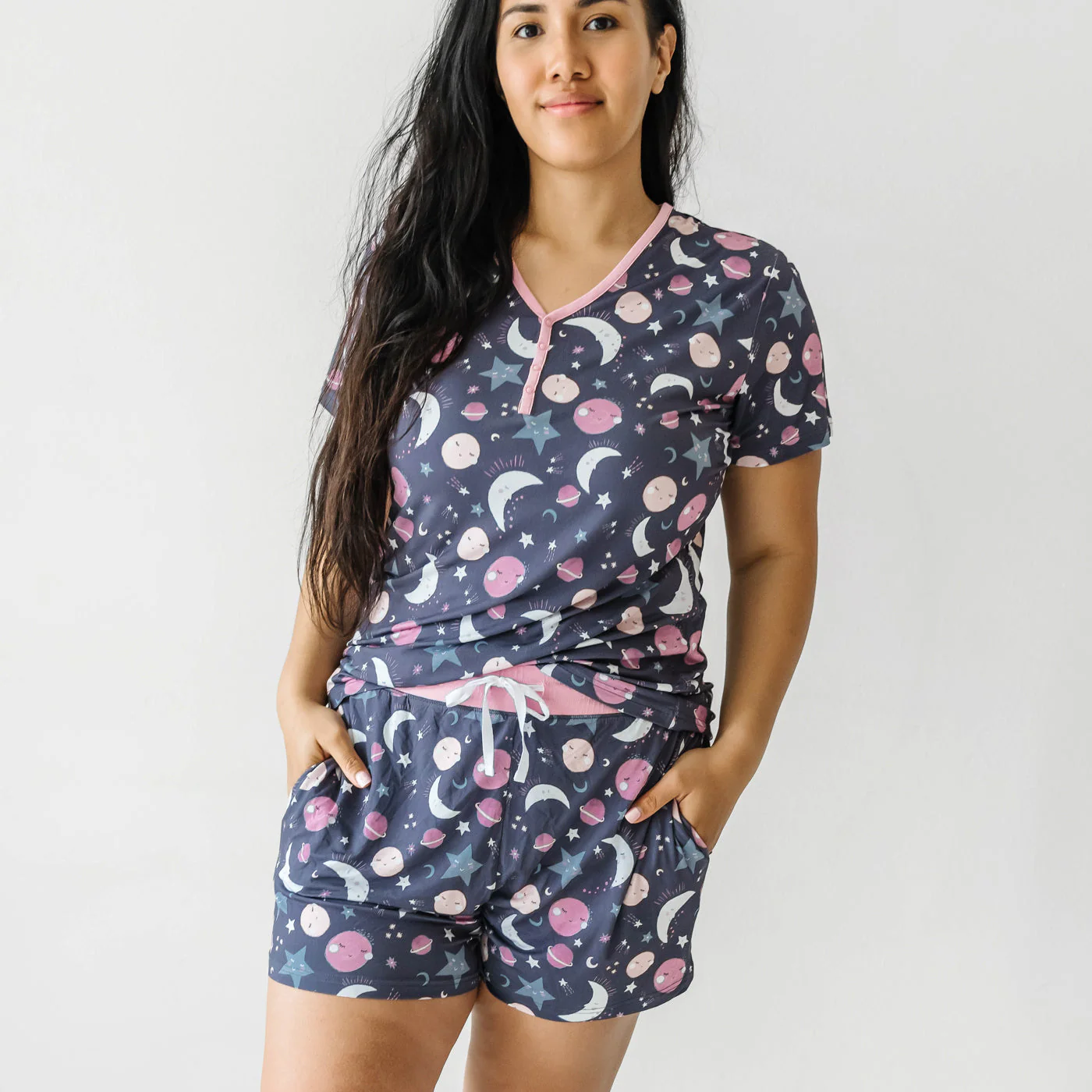 Pink To the Moon & Back Women's Pajama Shorts - Image 2