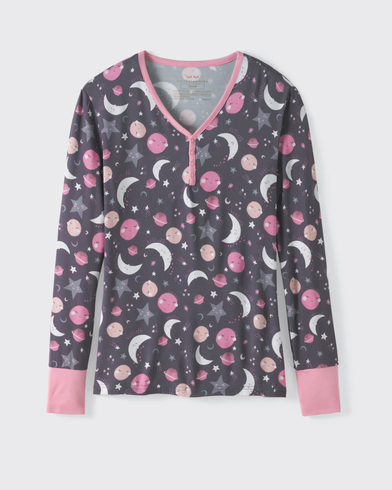 Pink To the Moon & Back Women's Bamboo Viscose Pajama Top - Image 4