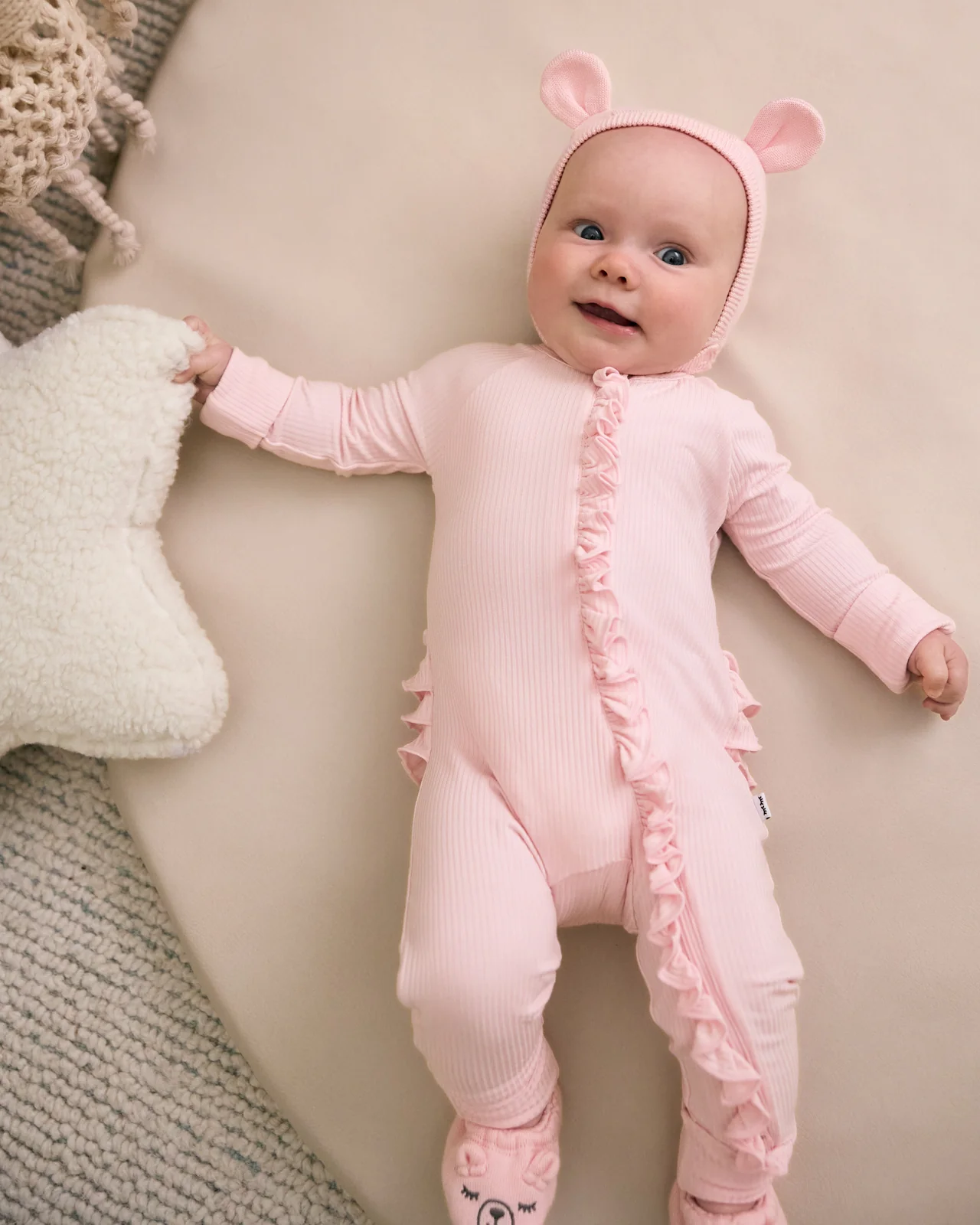 Prima Pink Bear Bonnet - Image 3