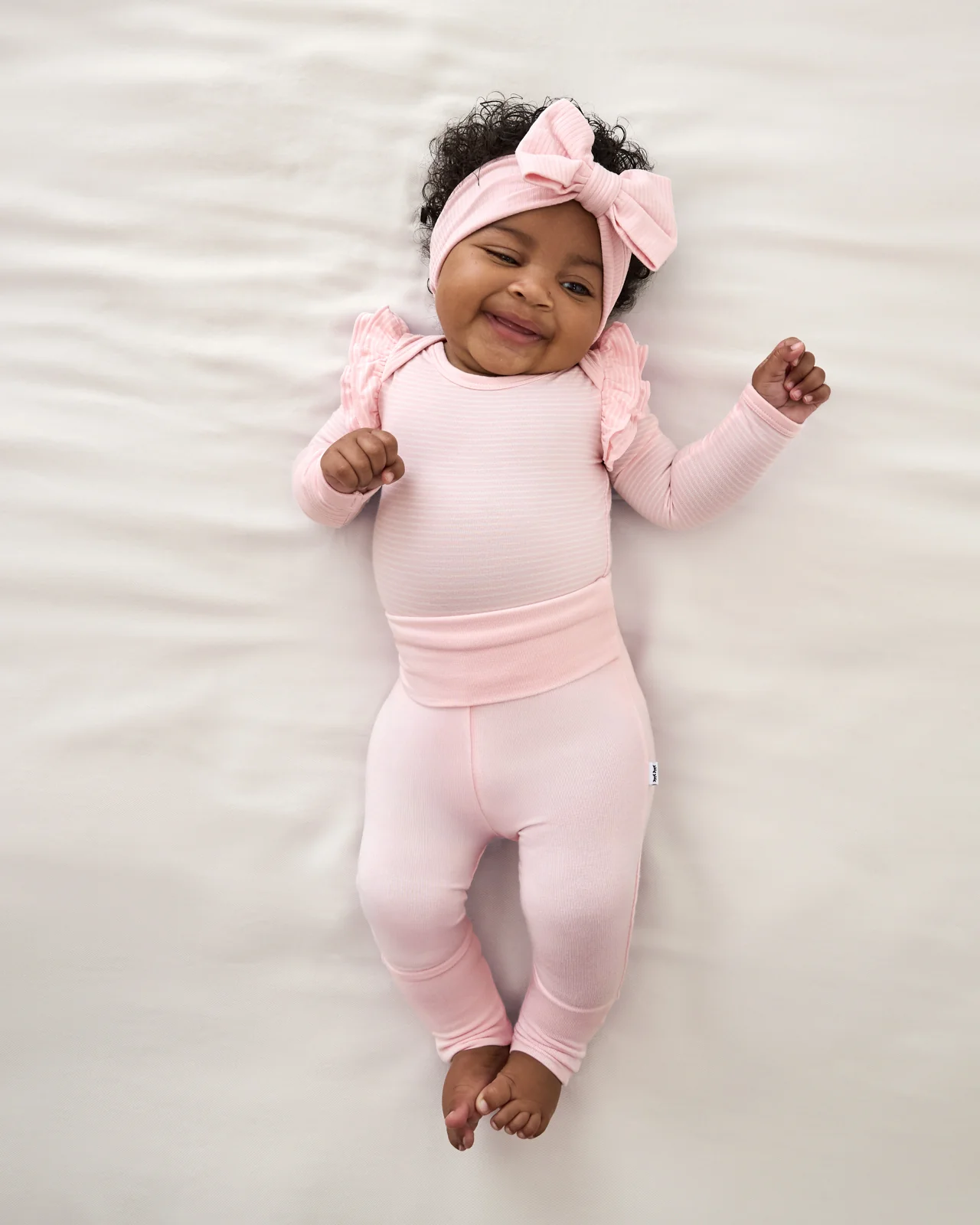 Prima Pink Ribbed Luxe Bow Headband - Image 5