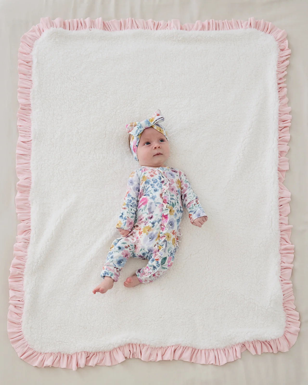 Prima Pink Ribbed Ruffle Mini Cloud Blanket® - Image 2