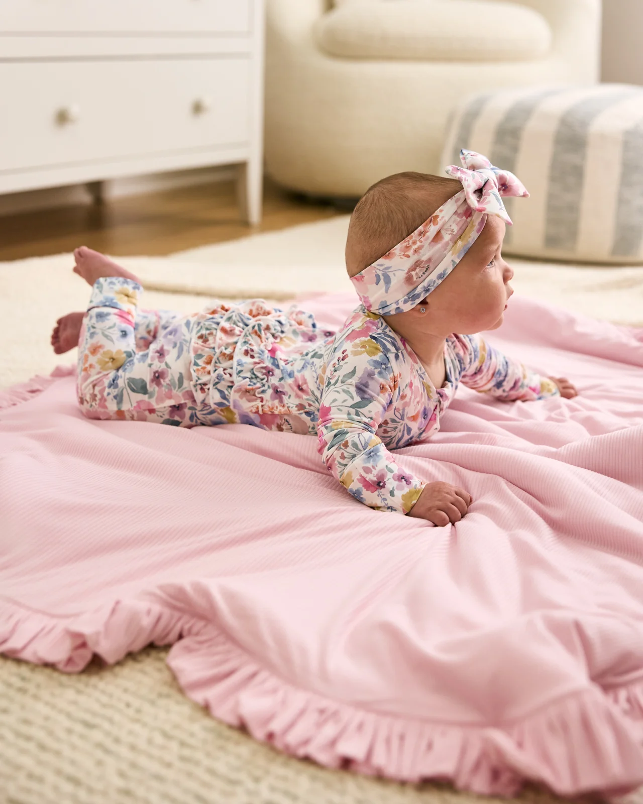 Prima Pink Ribbed Ruffle Mini Cloud Blanket® - Image 3