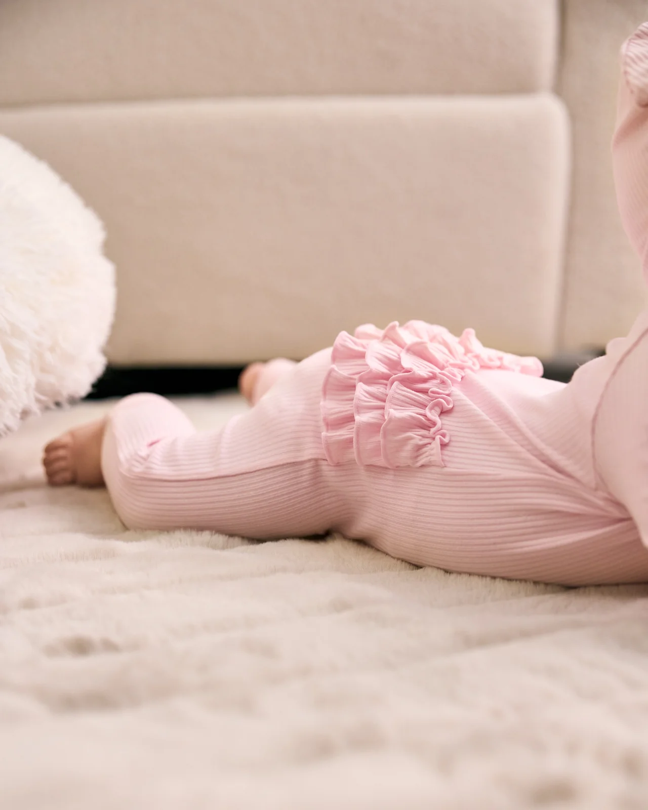 Prima Pink Ribbed Ruffle Zippy - Image 4
