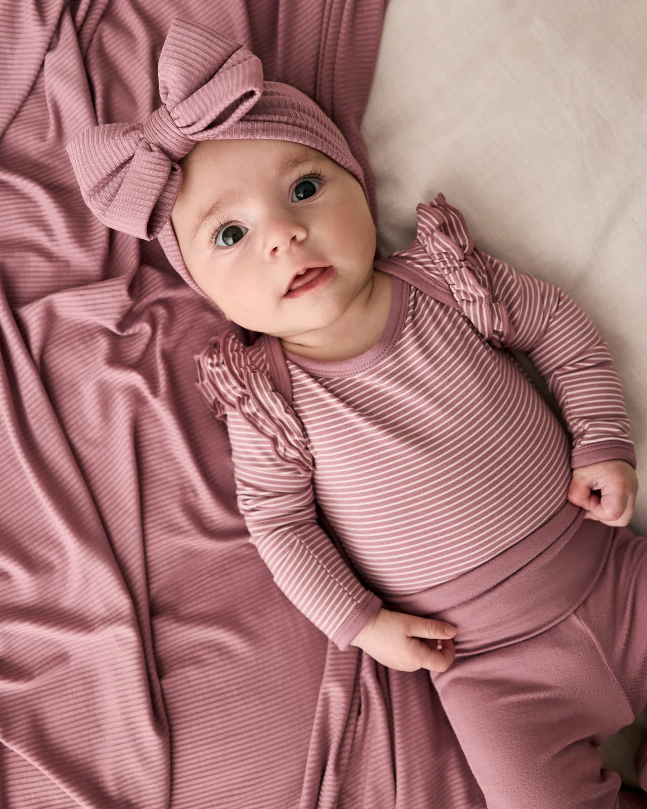 Rosewood Ribbed Luxe Bow Headband - Image 4