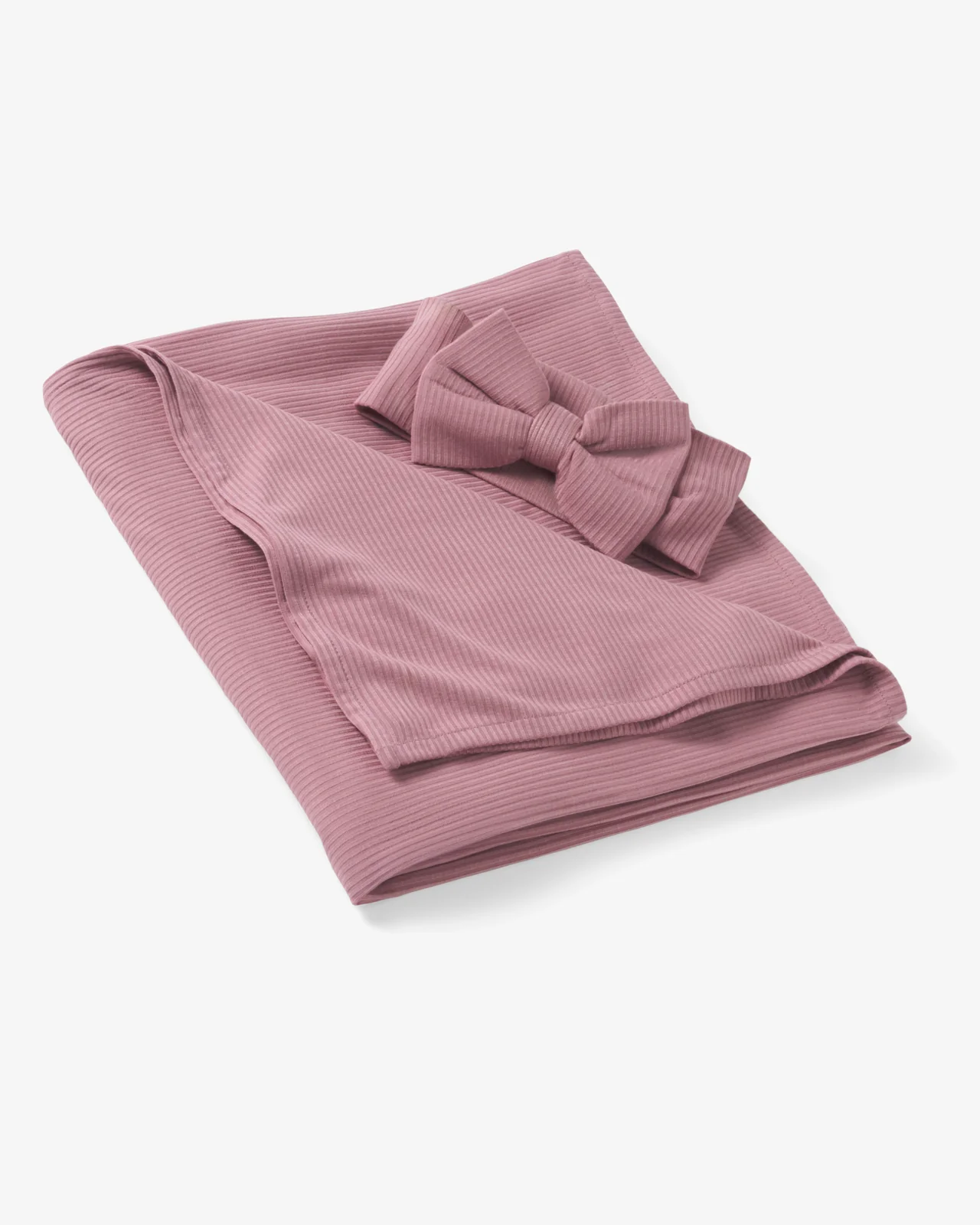 Rosewood Ribbed Swaddle & Luxe Bow Headband Set - Image 4