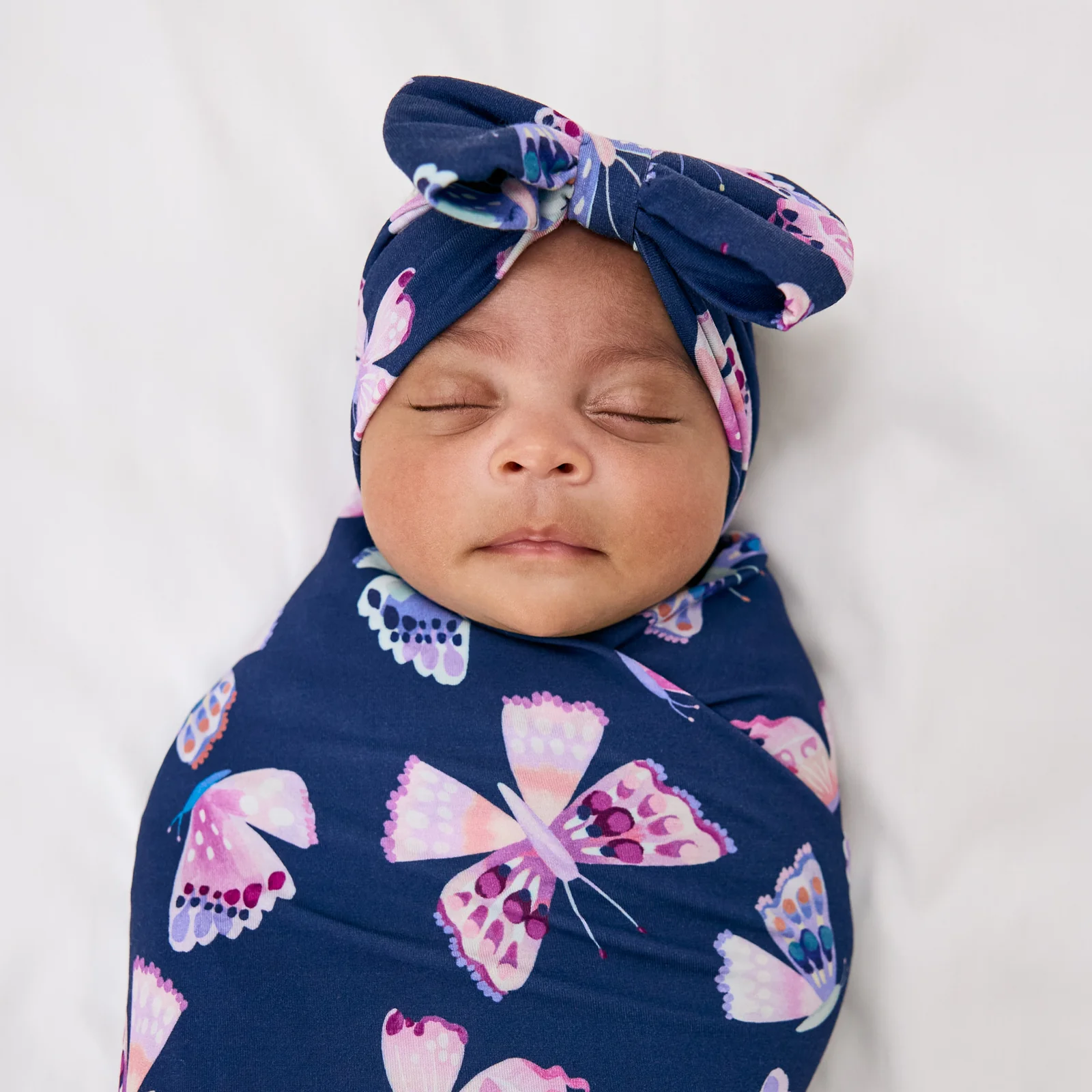 Royal Butterflies Swaddle & Luxe Bow Headband Set - Image 2