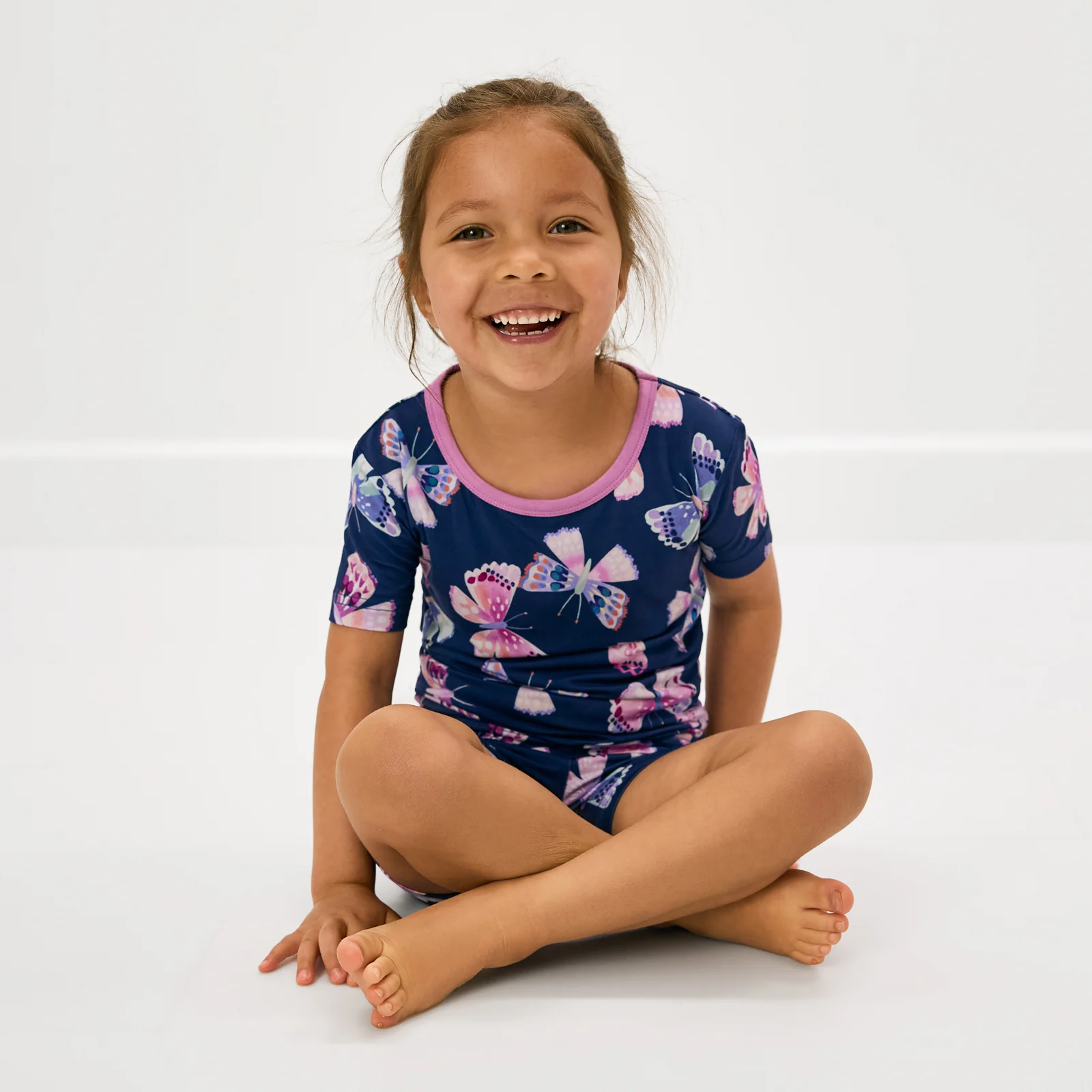 Royal Butterflies Two-Piece Short Sleeve & Shorts Pajama Set - Image 3