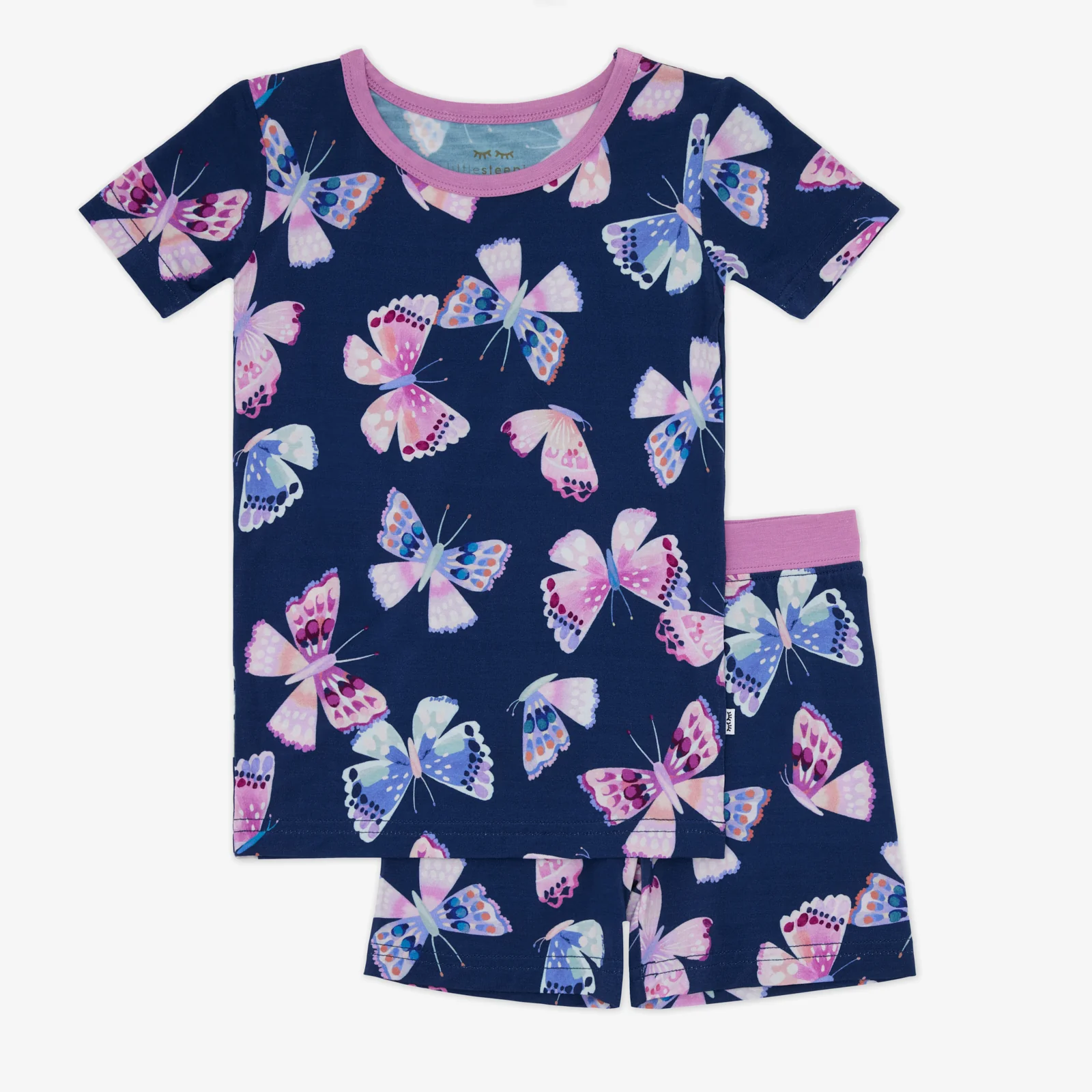 Royal Butterflies Two-Piece Short Sleeve & Shorts Pajama Set - Image 6