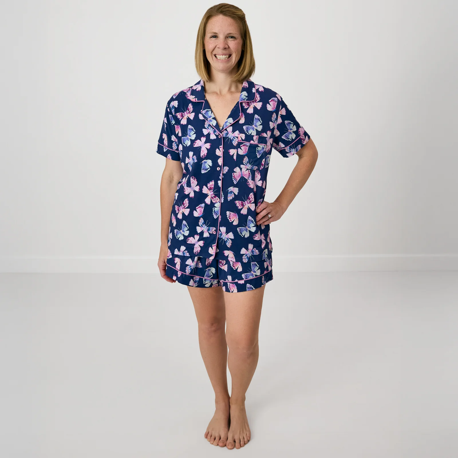Royal Butterflies Women's Short Sleeve & Shorts Pajama Set - Image 2