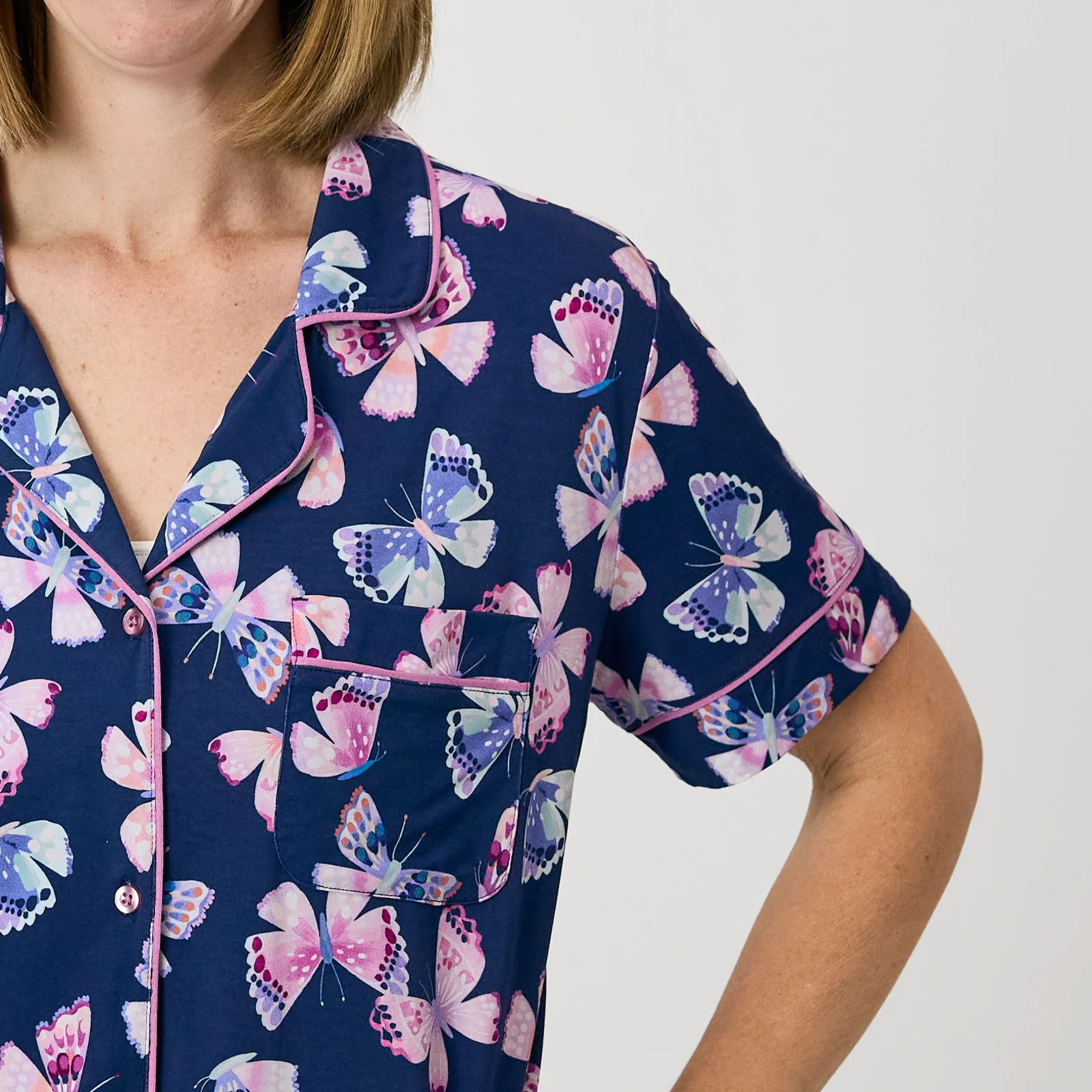 Royal Butterflies Women's Short Sleeve & Shorts Pajama Set - Image 3