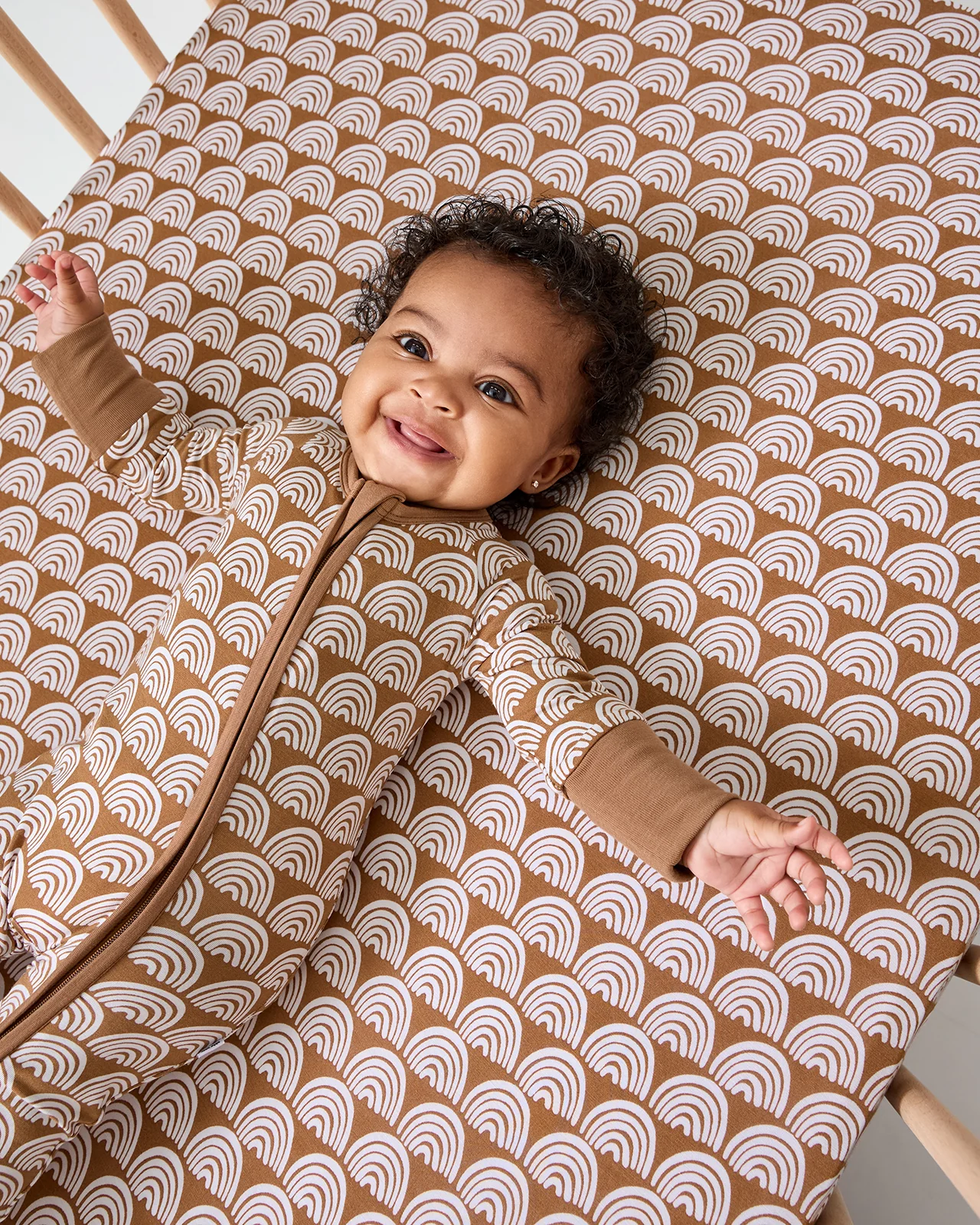 Rust Rainbows Fitted Crib Sheet - Image 3