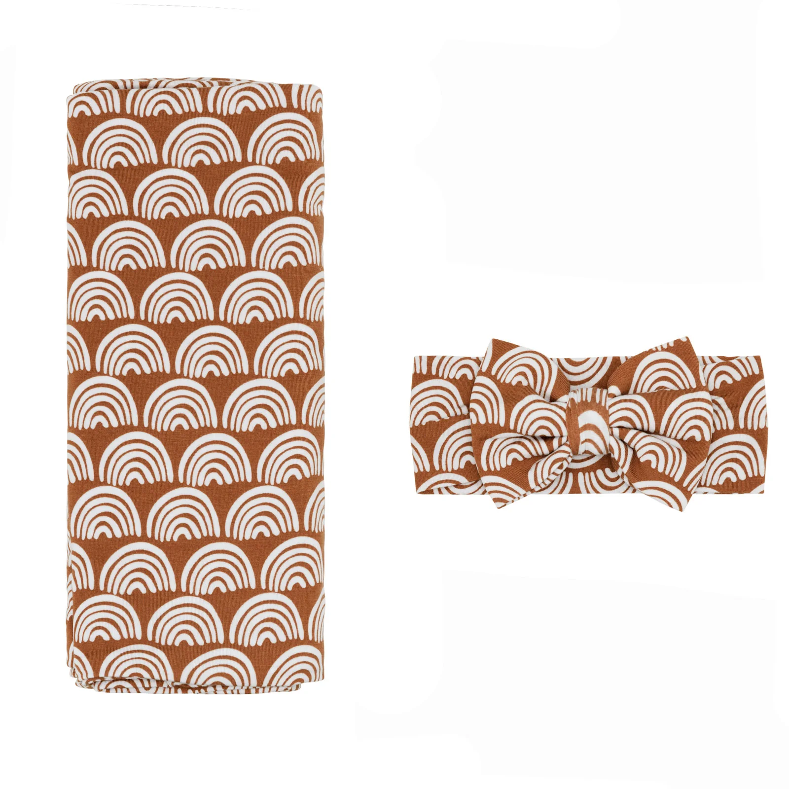 Rust Rainbows Swaddle & Luxe Bow Headband Set - Image 4