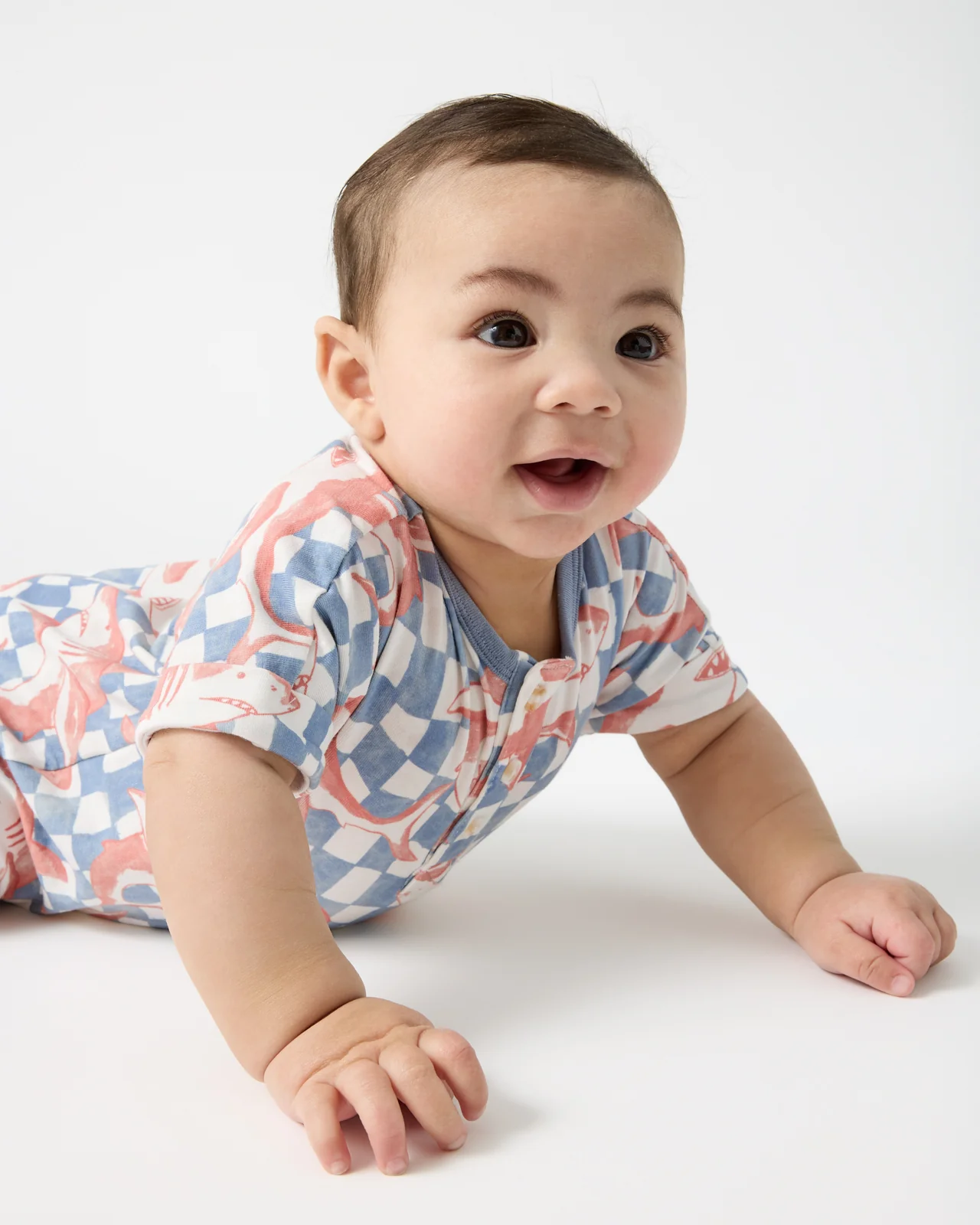 Shark Fin Checks Dolman Henley Romper - Image 2