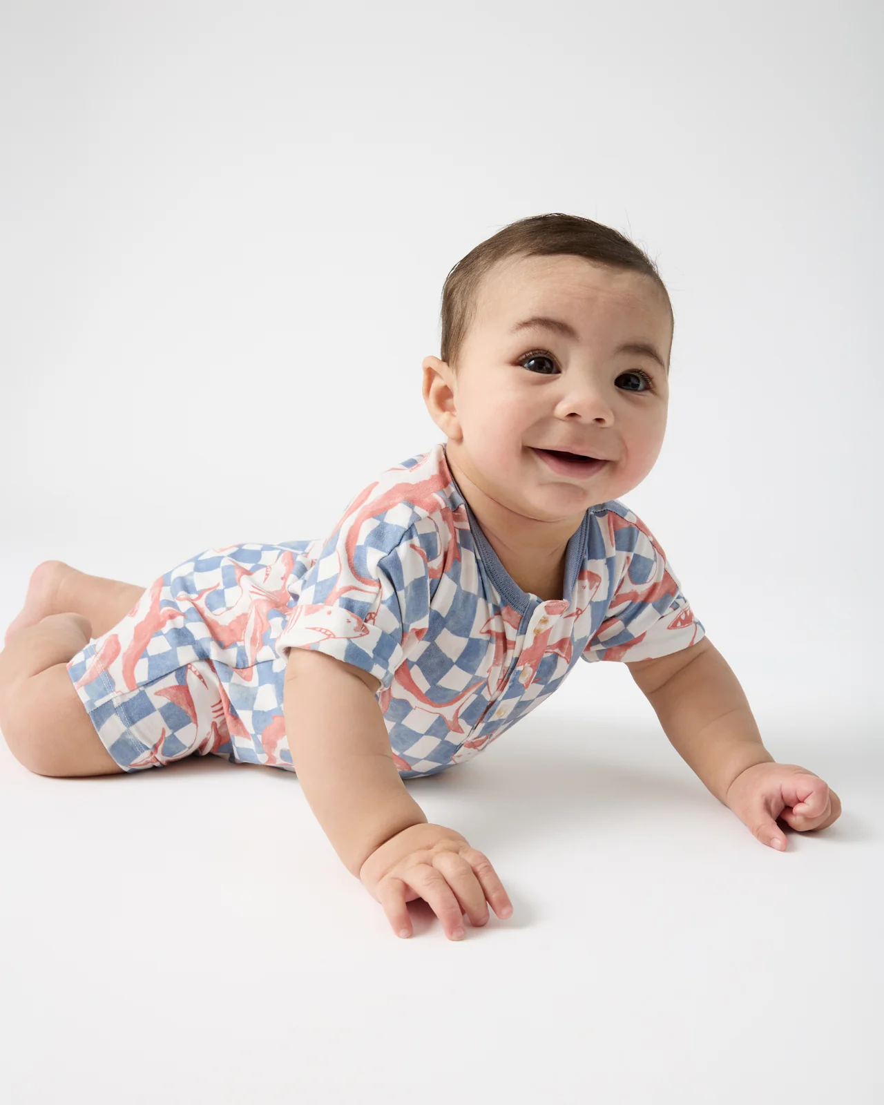Shark Fin Checks Dolman Henley Romper - Image 3