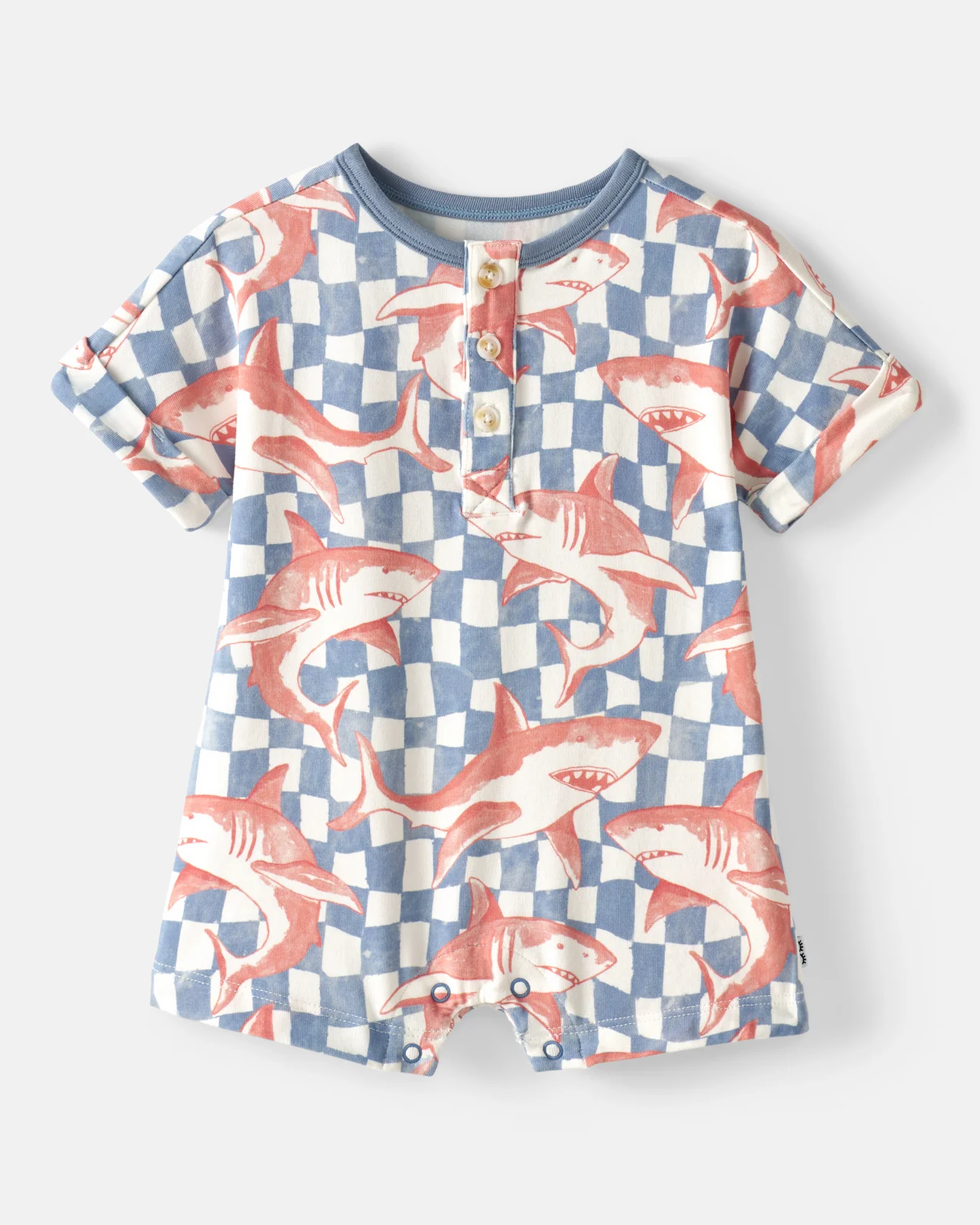 Shark Fin Checks Dolman Henley Romper - Image 6