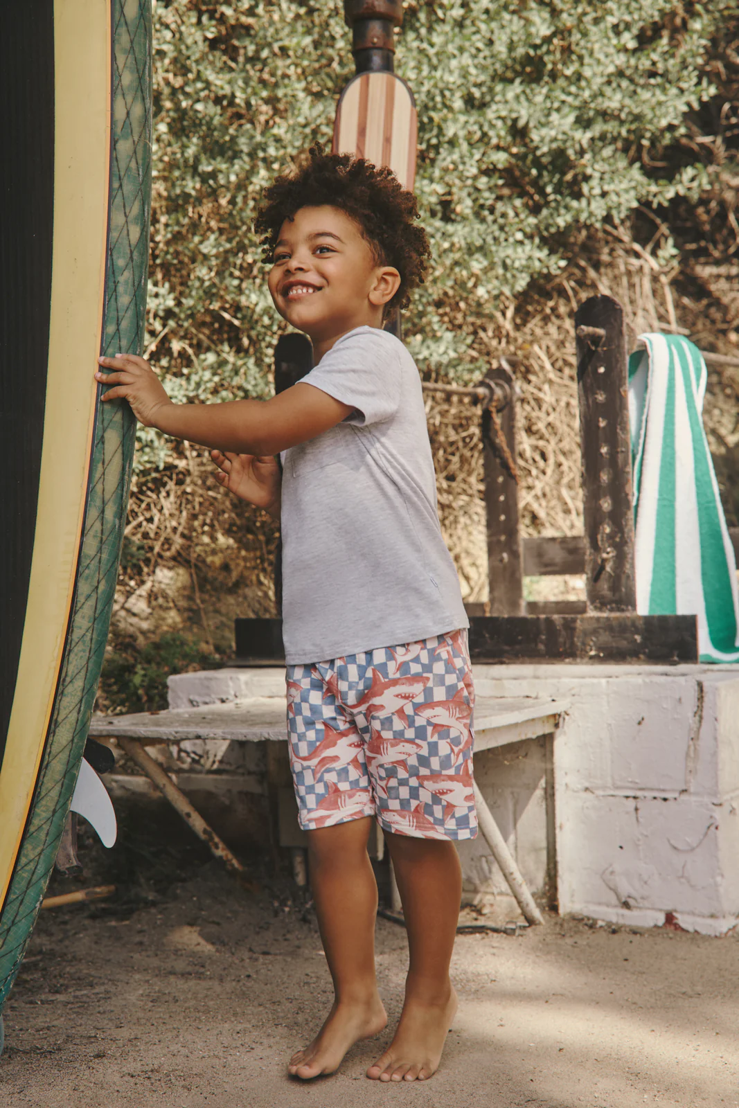 Shark Fin Checks Drawstring Shorts - Image 2