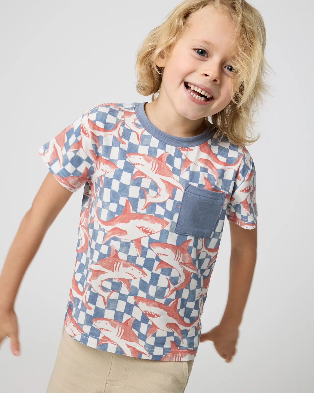 Shark Fin Checks Relaxed Pocket Tee - Image 2