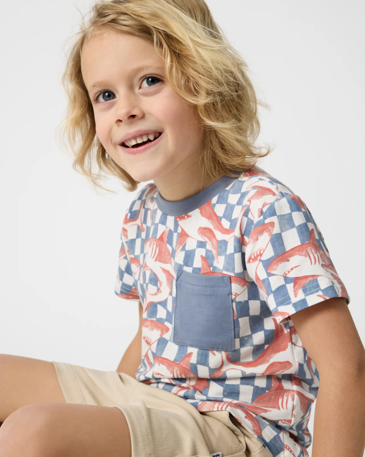 Shark Fin Checks Relaxed Pocket Tee - Image 3