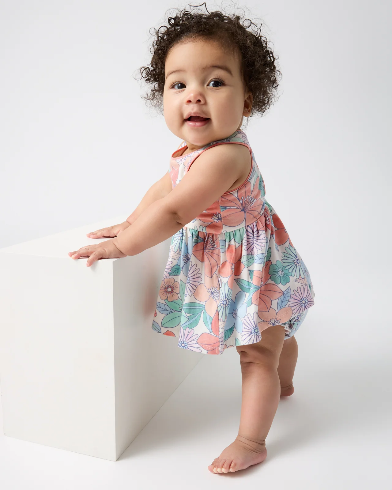 Shoreline Blooms Cross Back Skater Dress with Bloomer - Image 4