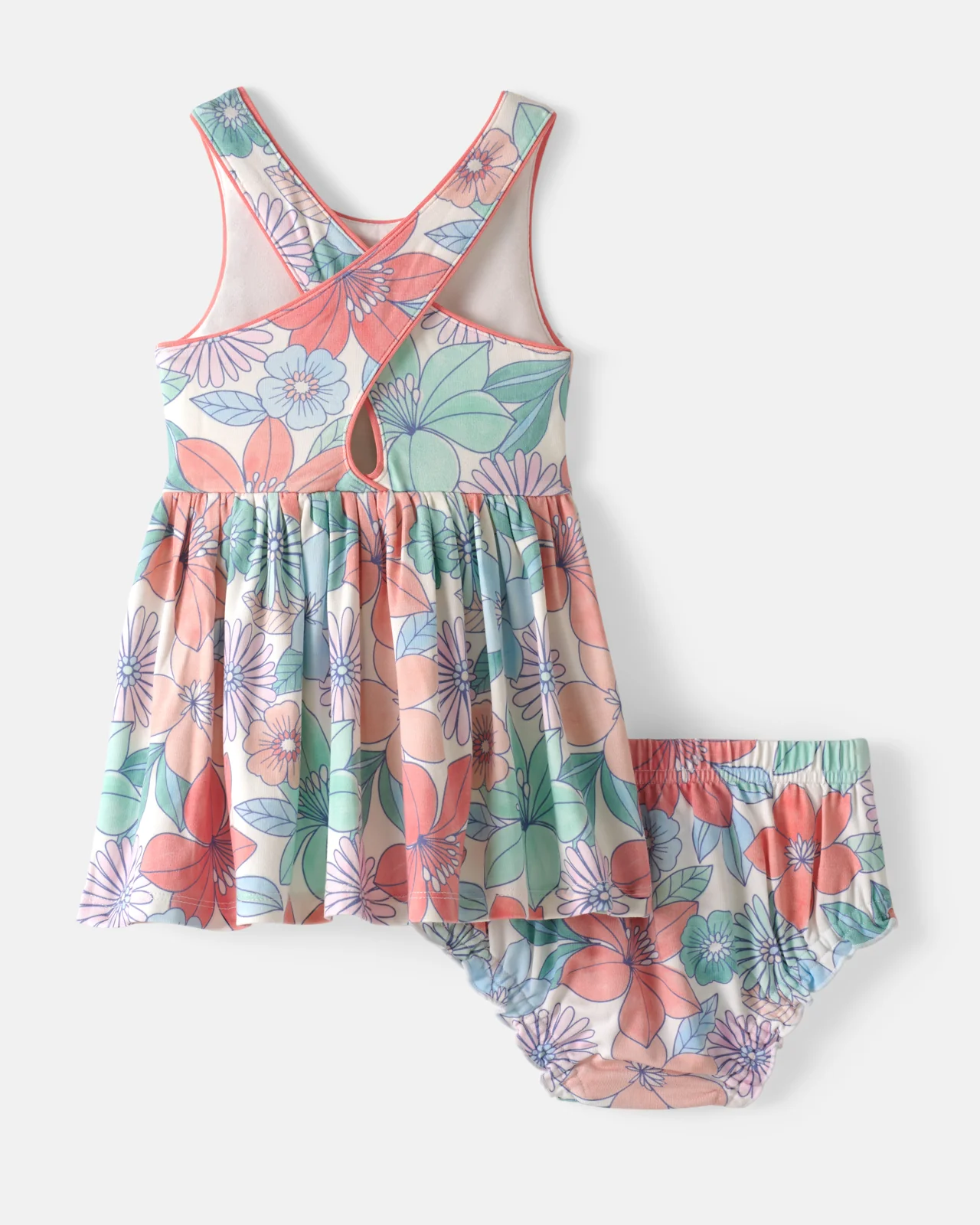 Shoreline Blooms Cross Back Skater Dress with Bloomer - Image 6