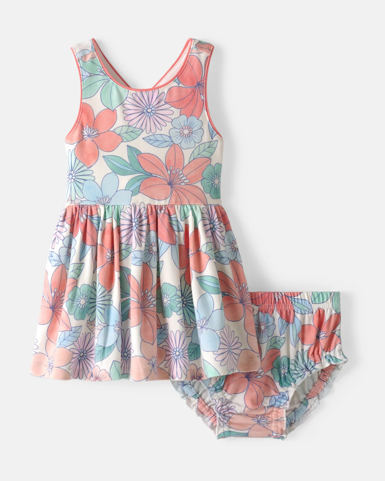 Shoreline Blooms Cross Back Skater Dress with Bloomer - Image 7
