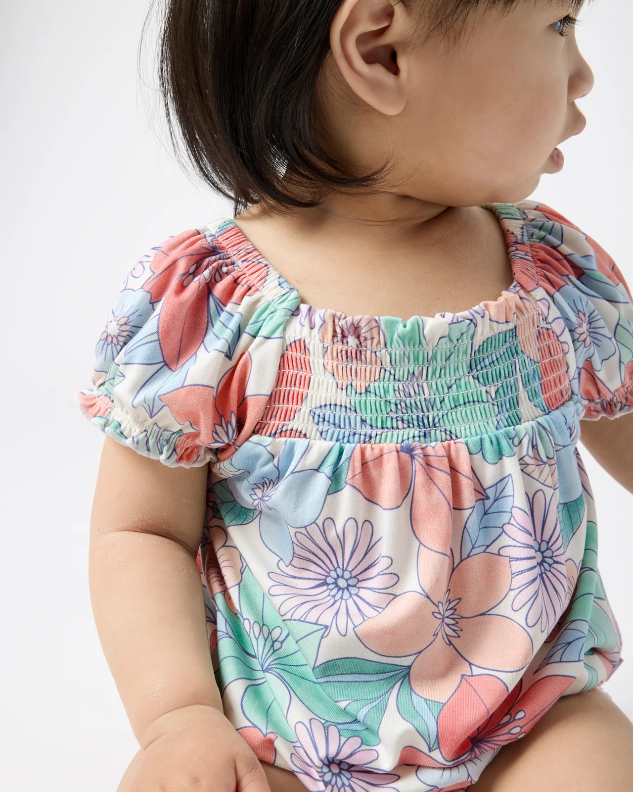 Shoreline Blooms Smocked Bubble Romper - Image 2