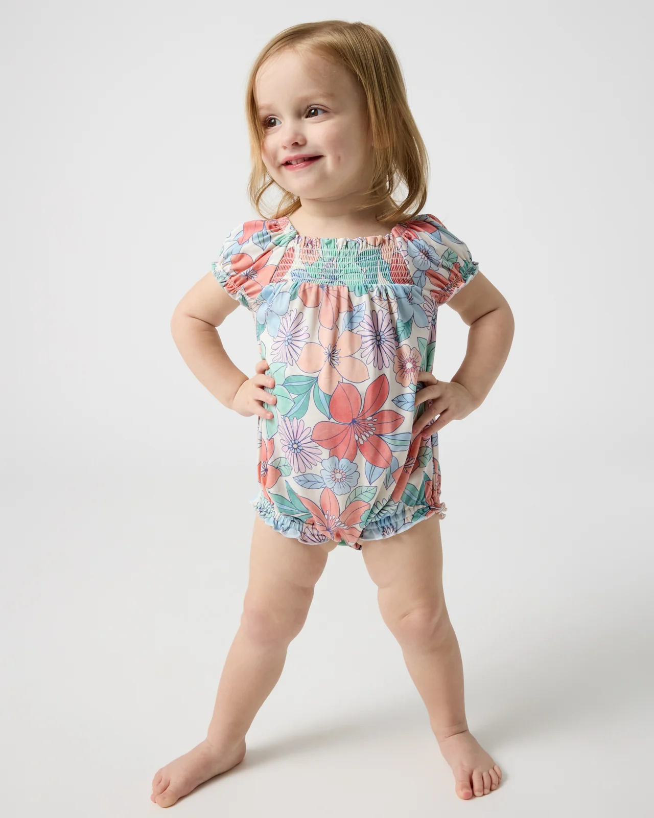Shoreline Blooms Smocked Bubble Romper - Image 4