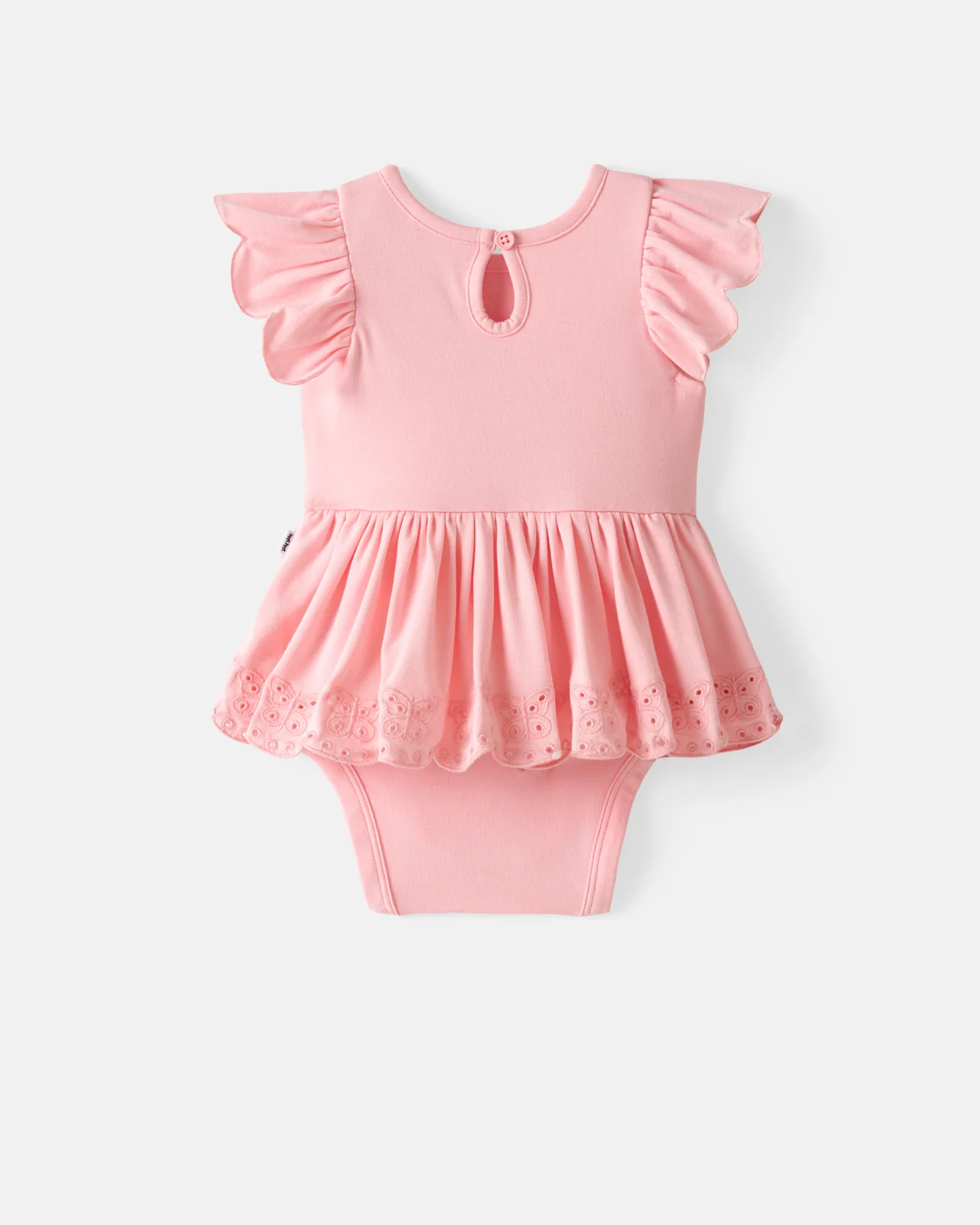 Soft Coral Puff Sleeve Eyelet Bodysuit - Image 5