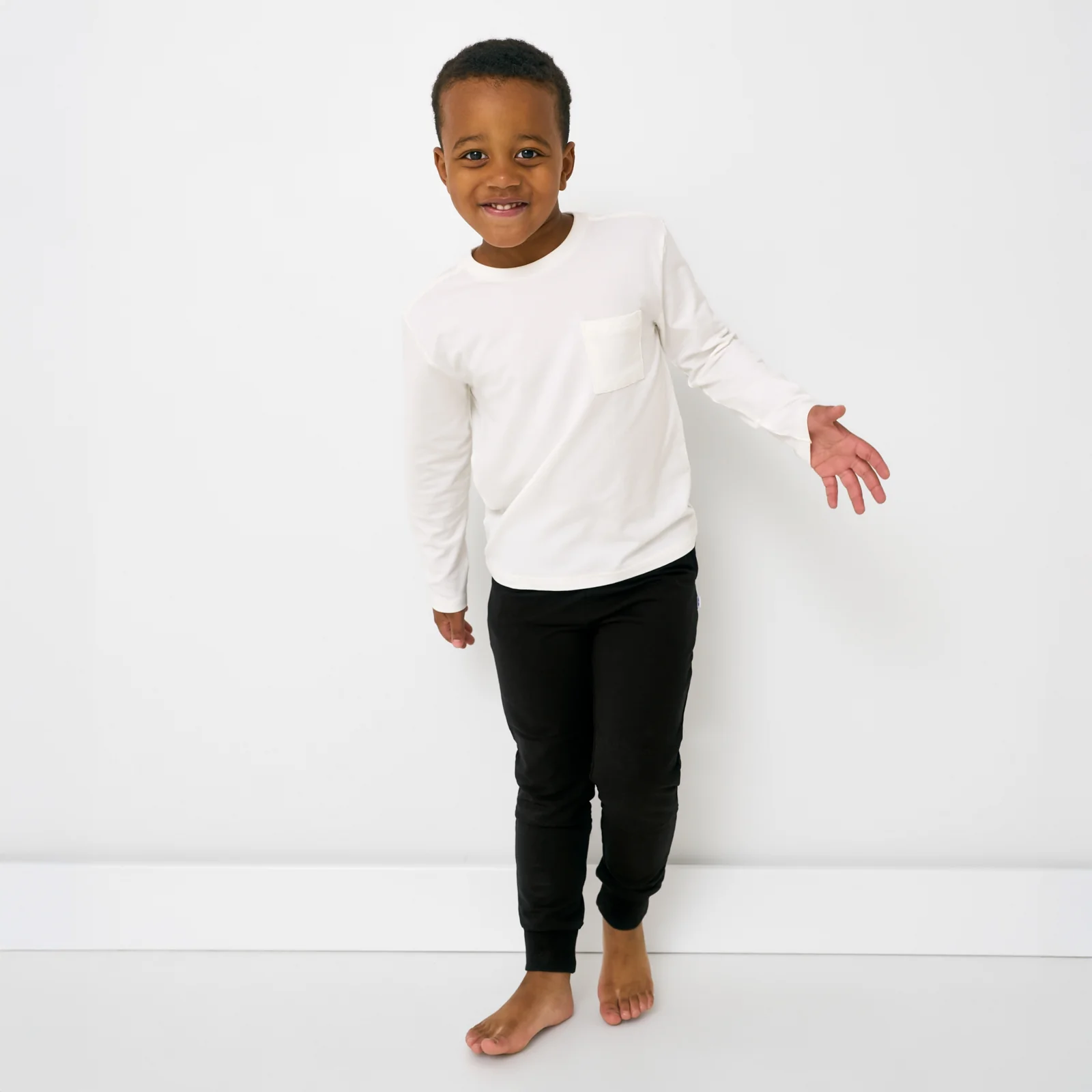 Soft White Long Sleeve Relaxed Pocket Tee - Image 4