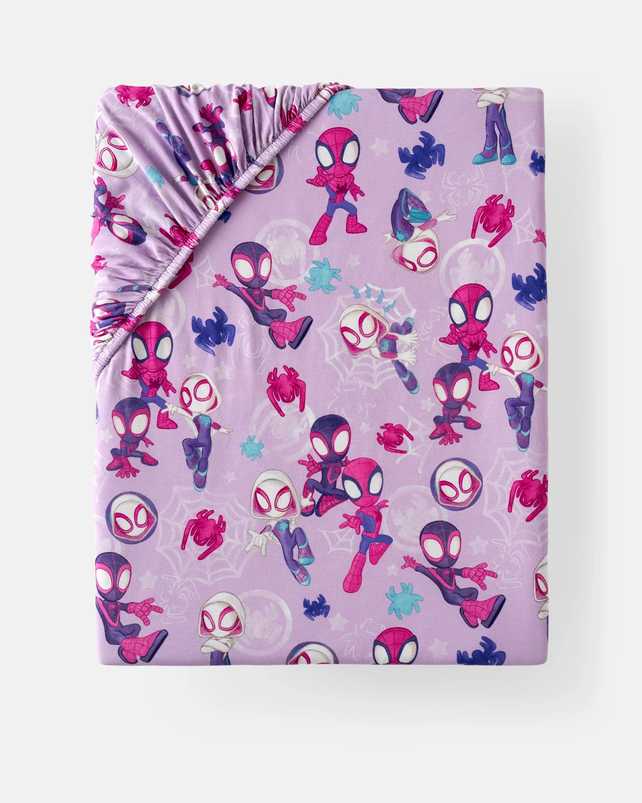 Spidey & His Amazing Friends Purple Tiny Webs Fitted Crib Sheet - Image 4