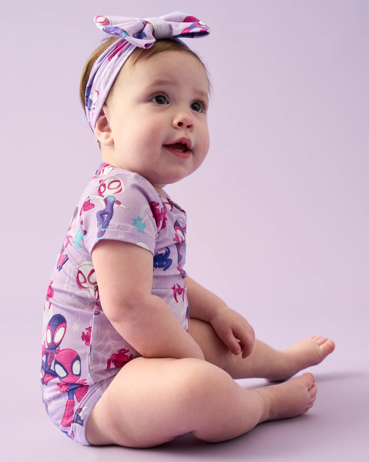 Spidey & His Amazing Friends Purple Tiny Webs Short Sleeve Bodysuit - Image 4