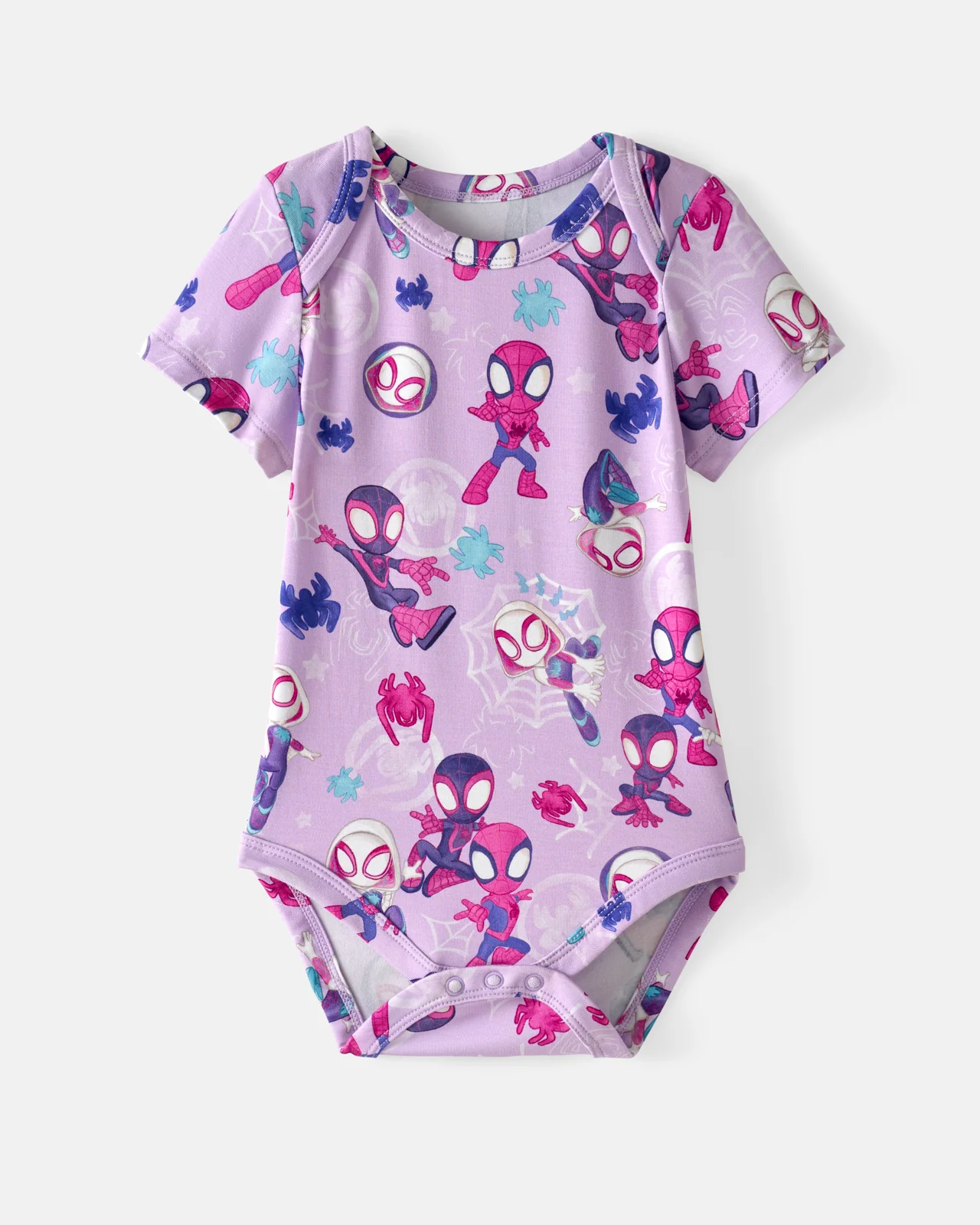 Spidey & His Amazing Friends Purple Tiny Webs Short Sleeve Bodysuit - Image 6