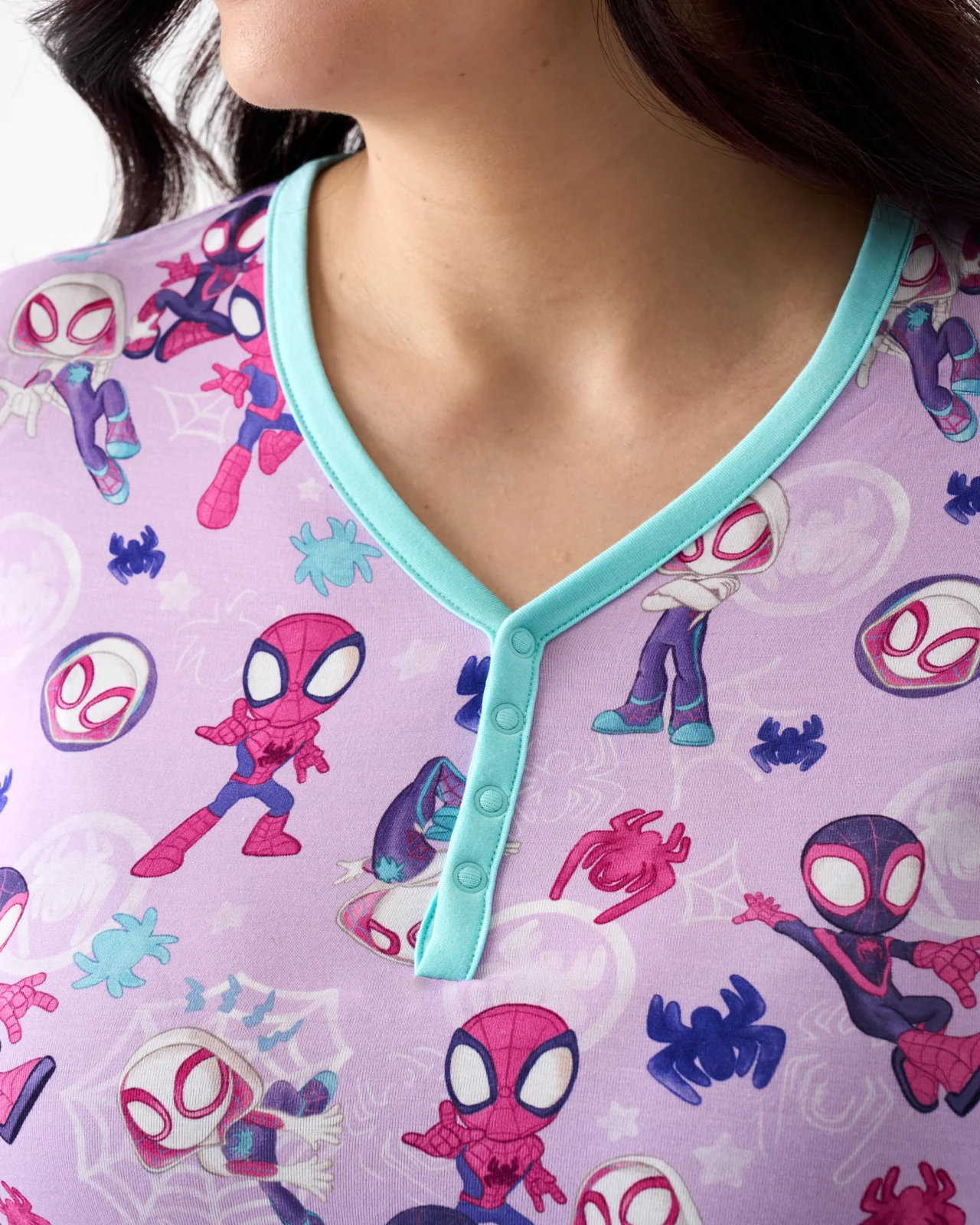 Spidey & His Amazing Friends Purple Tiny Webs Women's Long Sleeve Pajama Top - Image 2