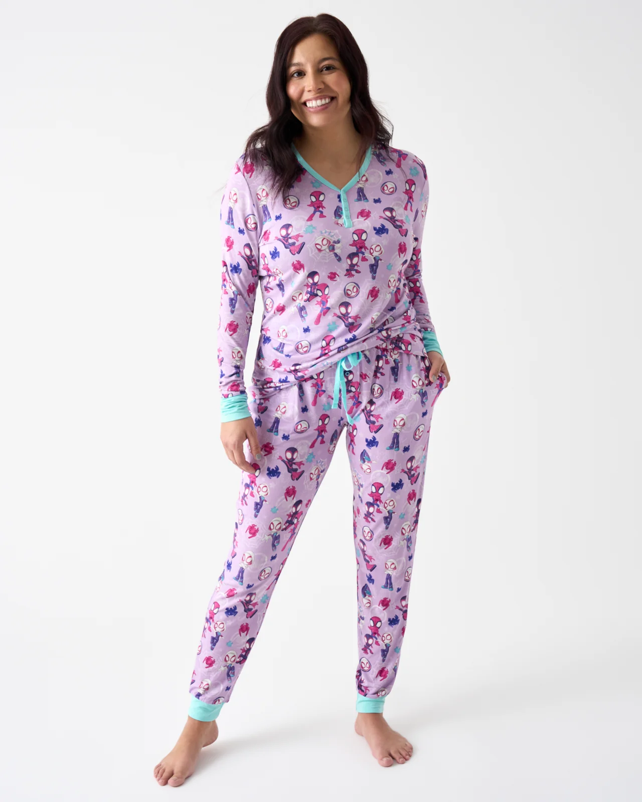 Spidey & His Amazing Friends Purple Tiny Webs Women's Long Sleeve Pajama Top - Image 3